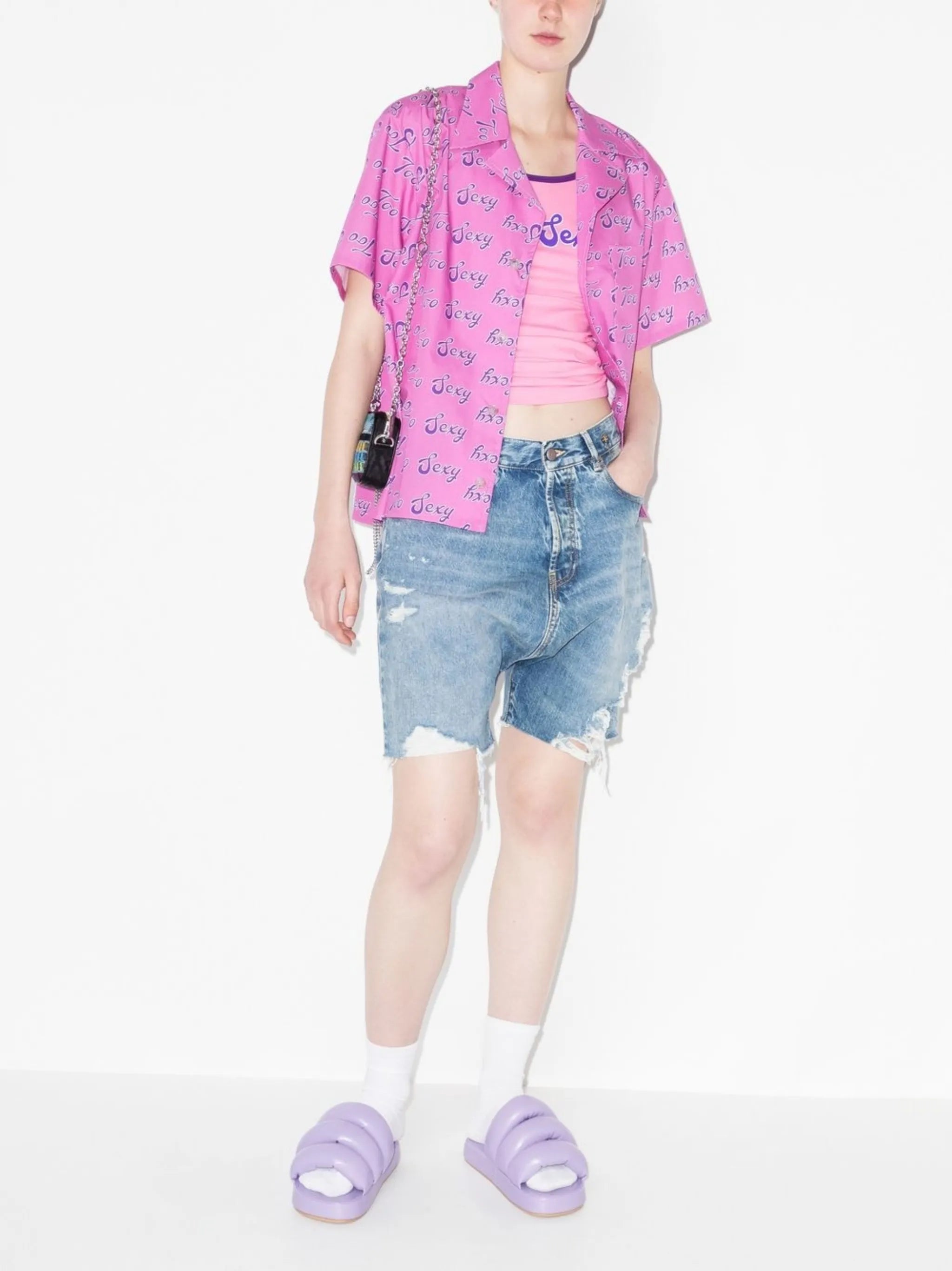 slogan-print vest top