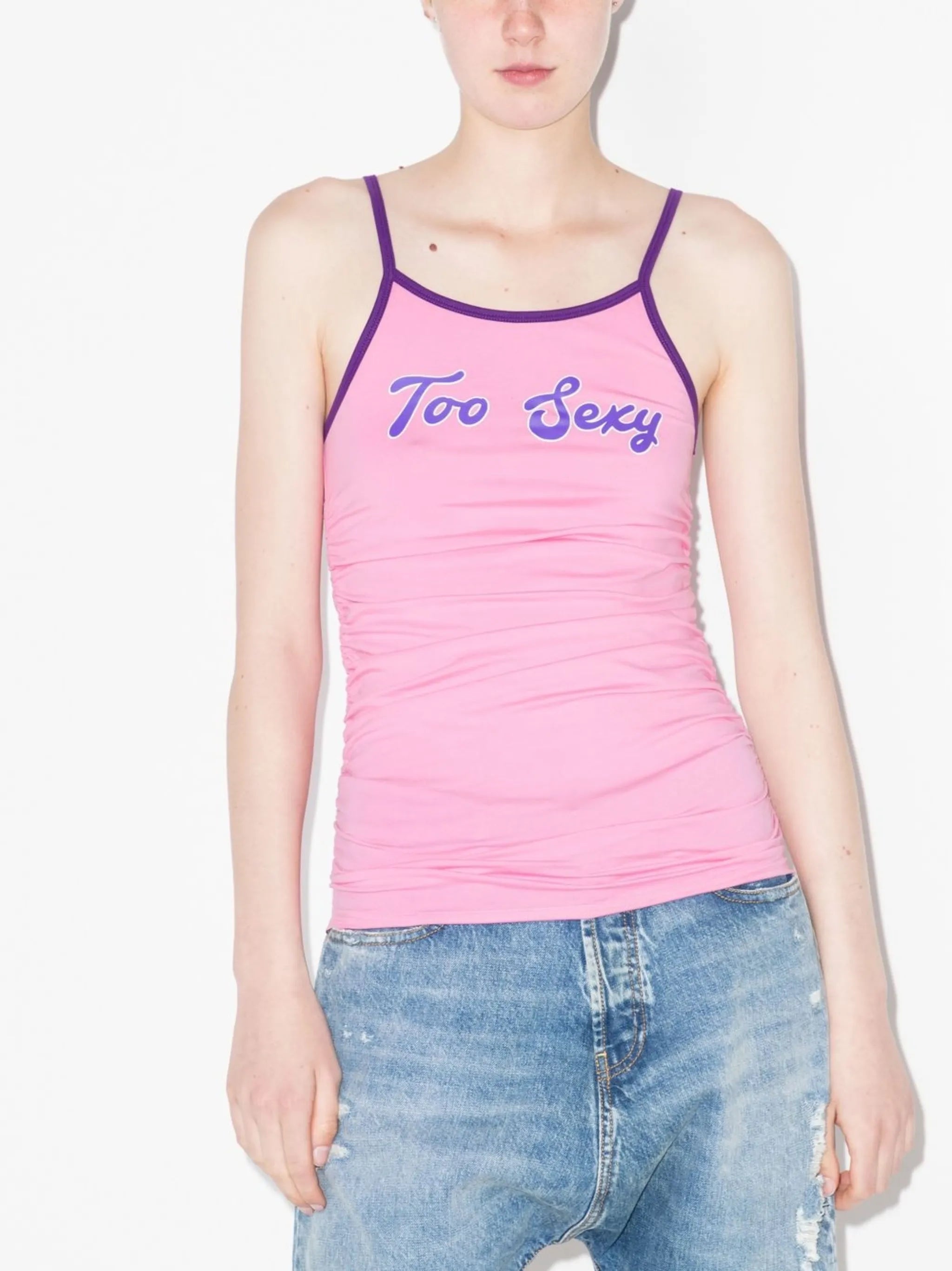 slogan-print vest top