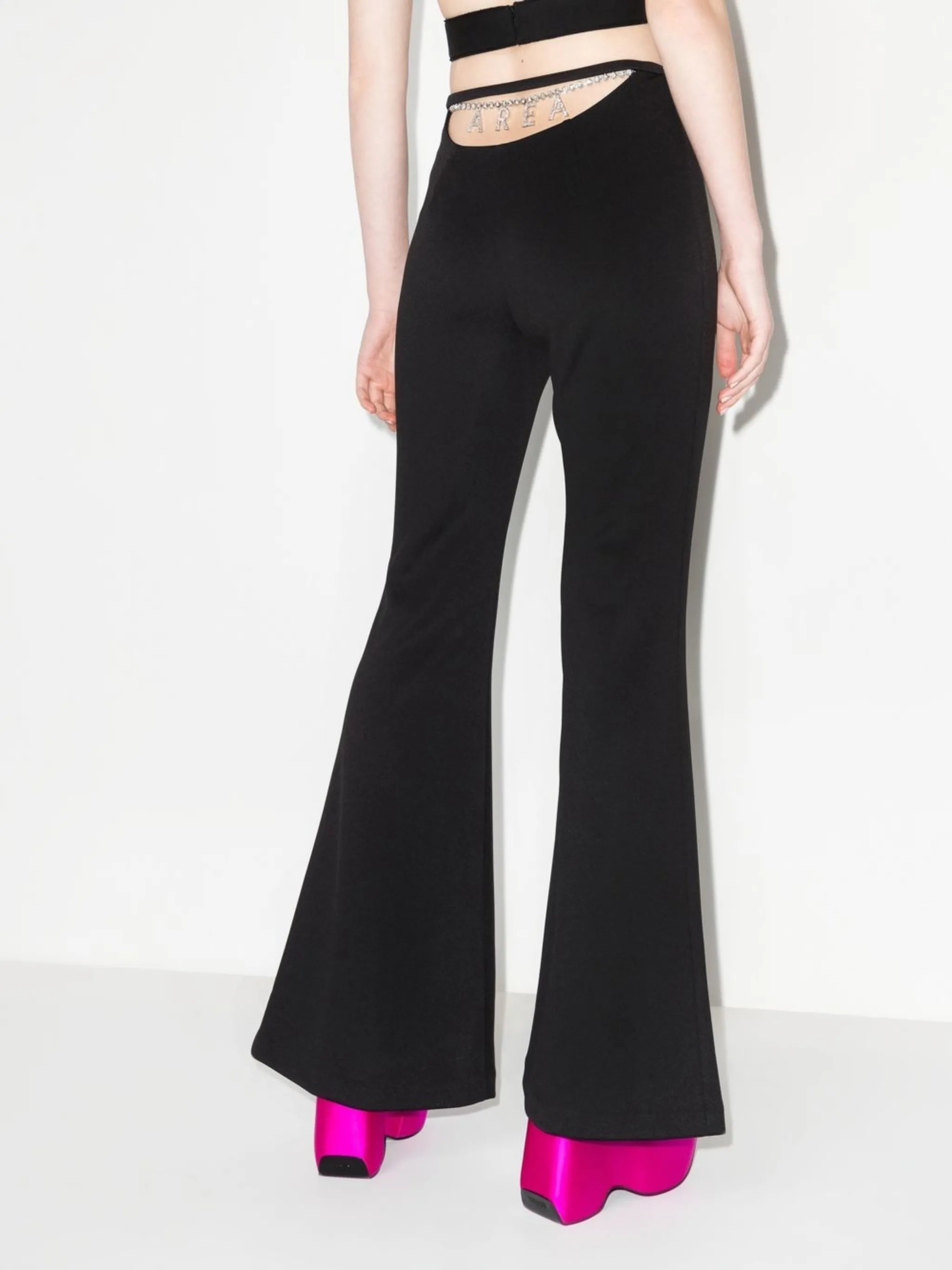 nameplate flared leg trousers