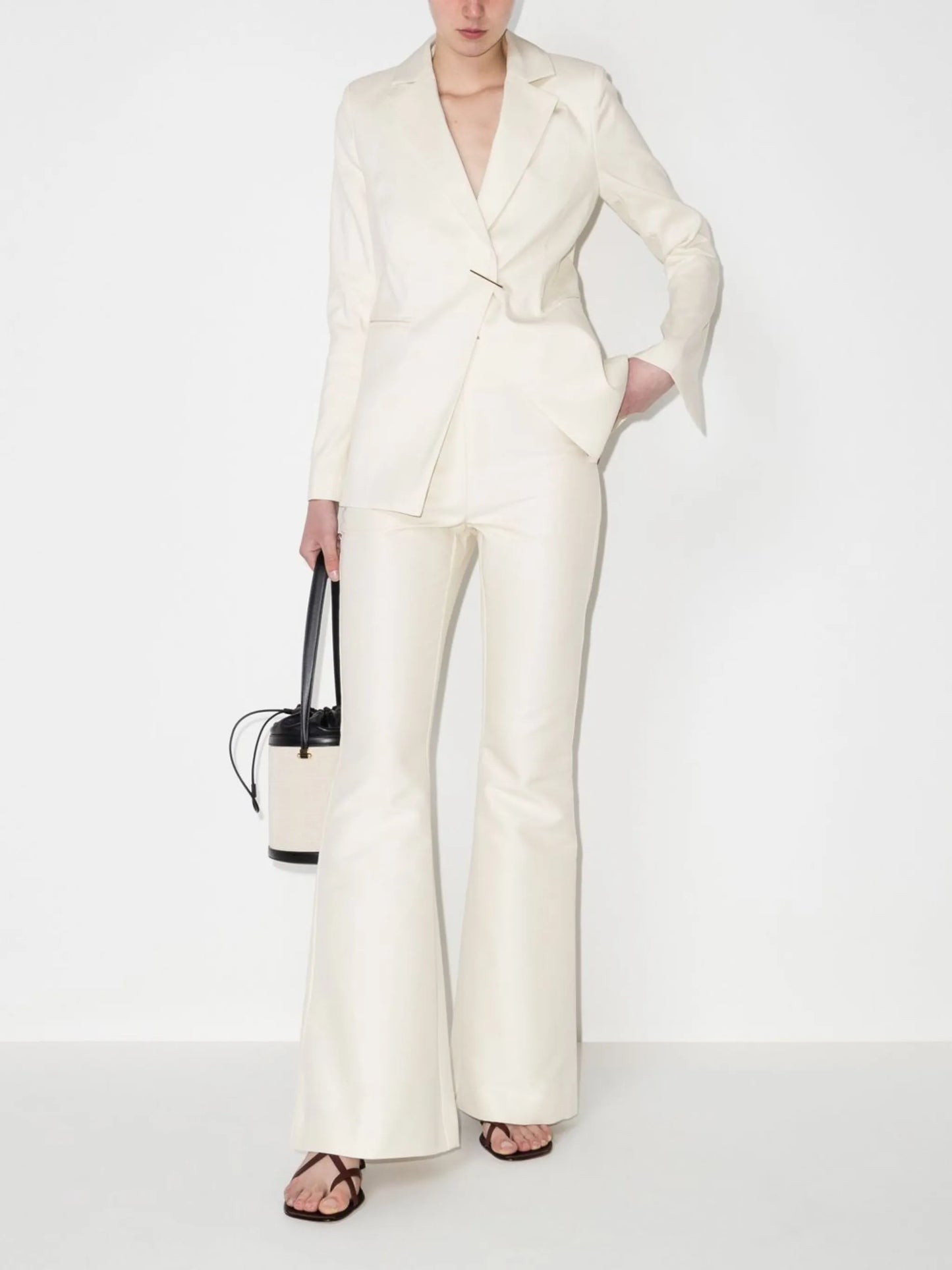 high-waisted flared trousers