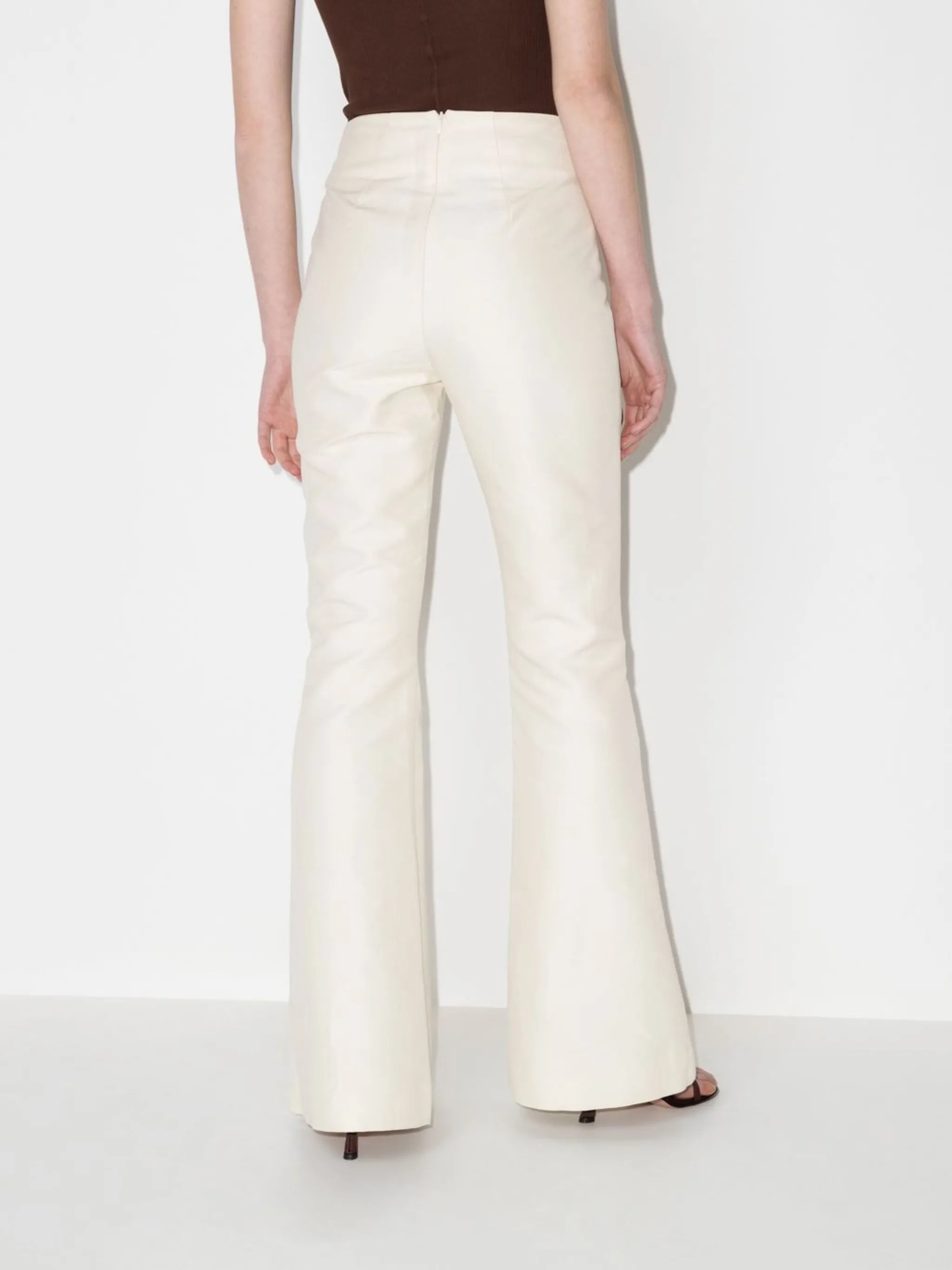 high-waisted flared trousers