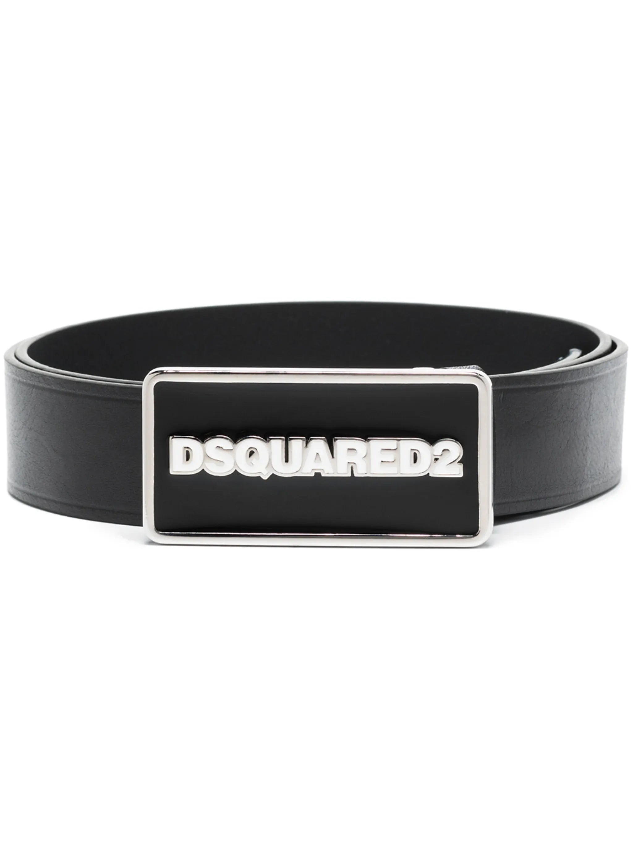 logo-plaque leather belt