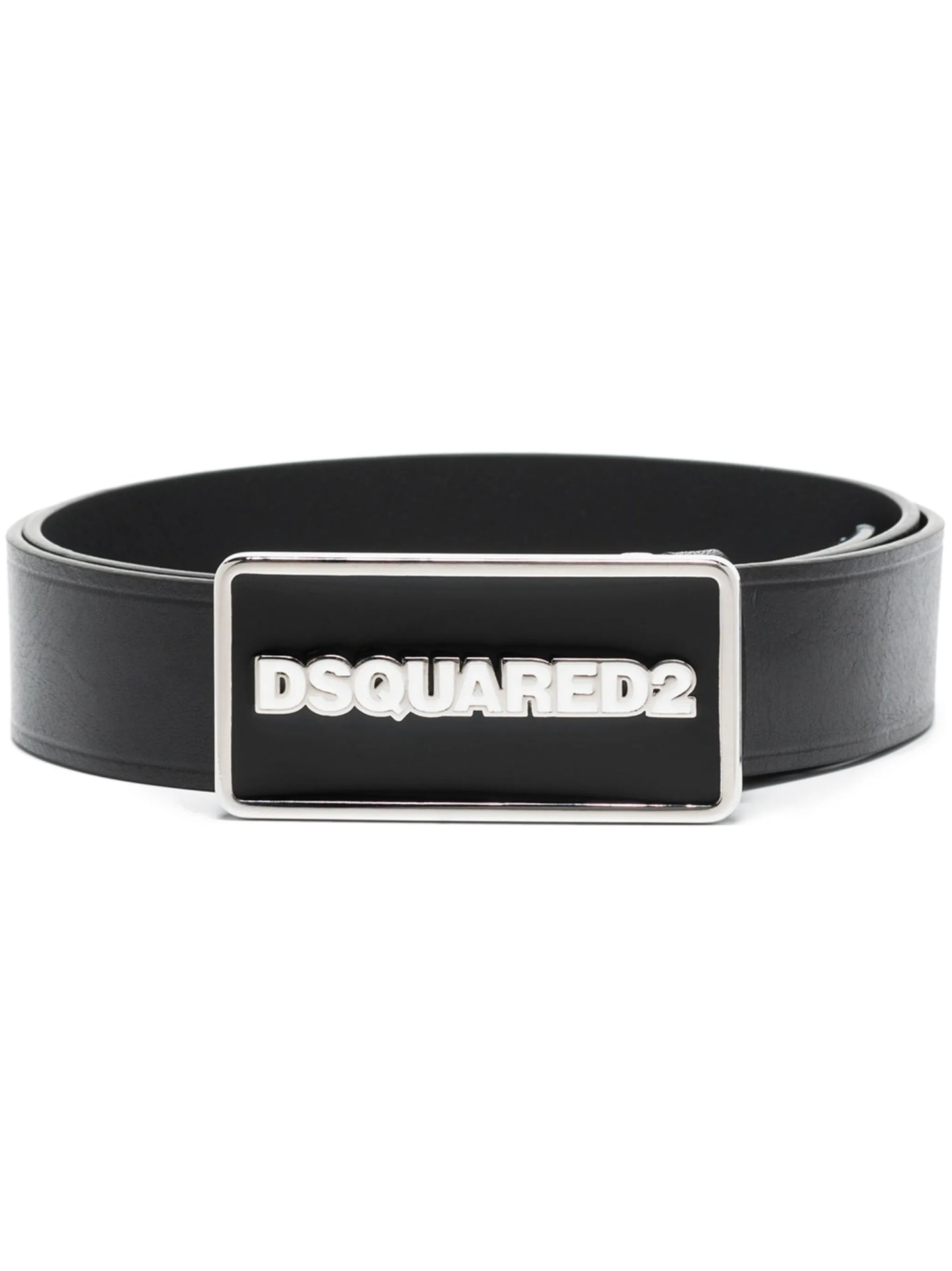 logo-plaque leather belt