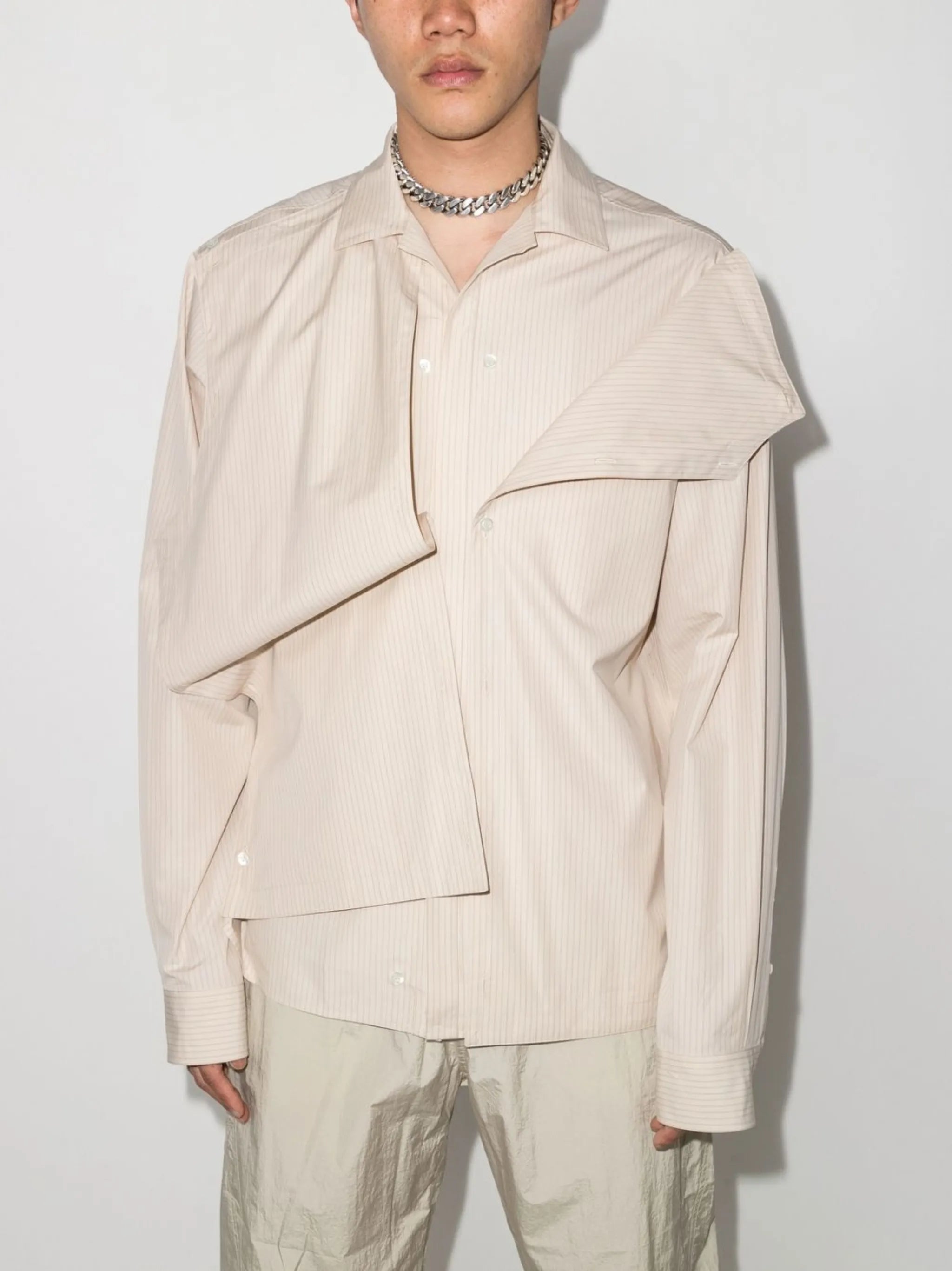layered pinstripe shirt