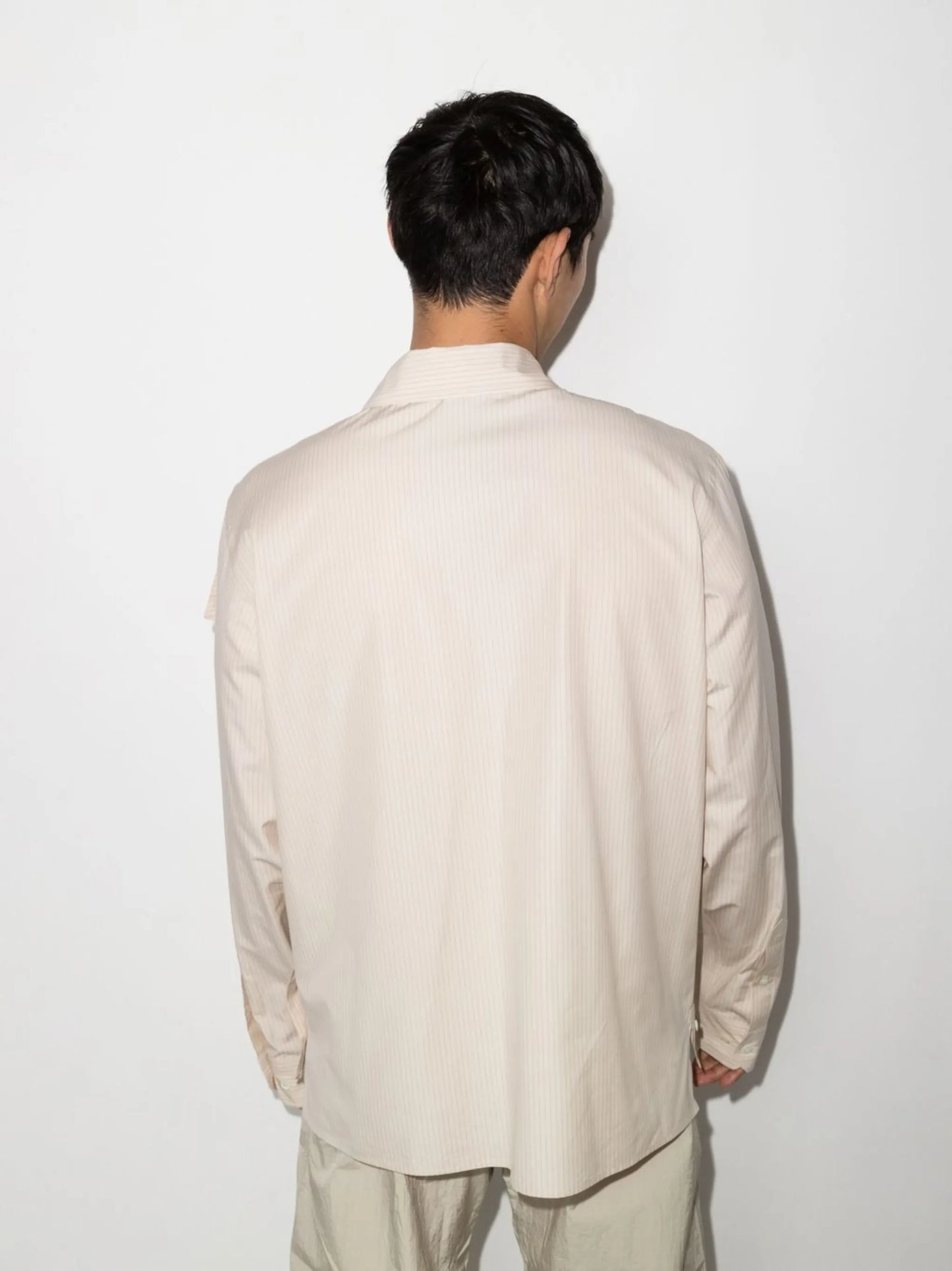 layered pinstripe shirt