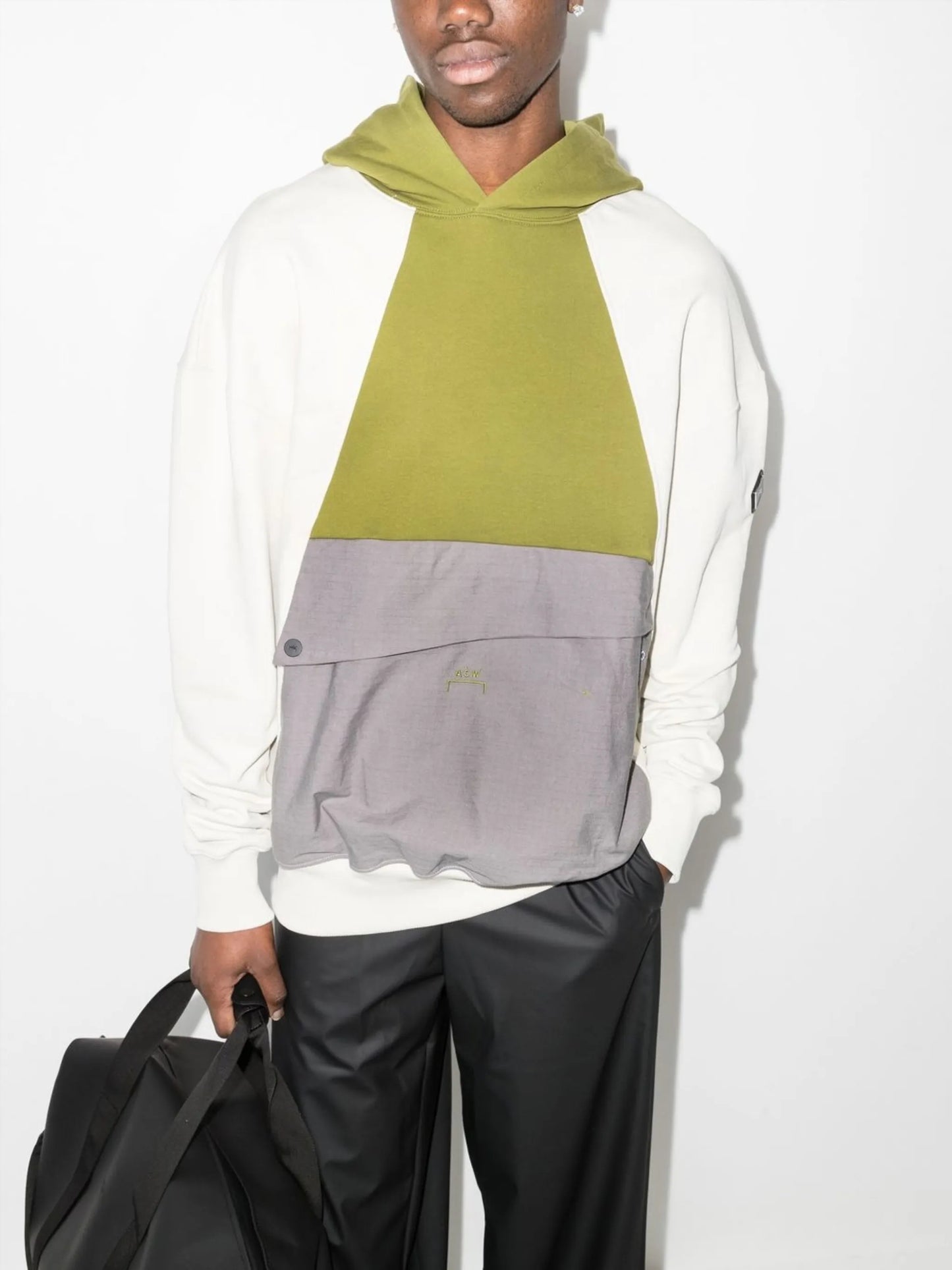 flap-pocket panelled hoodie