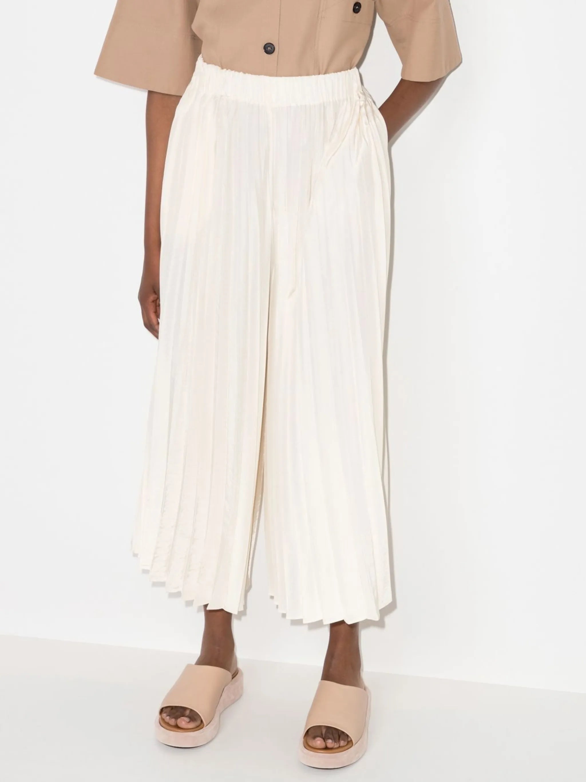 pleated culotte trousers