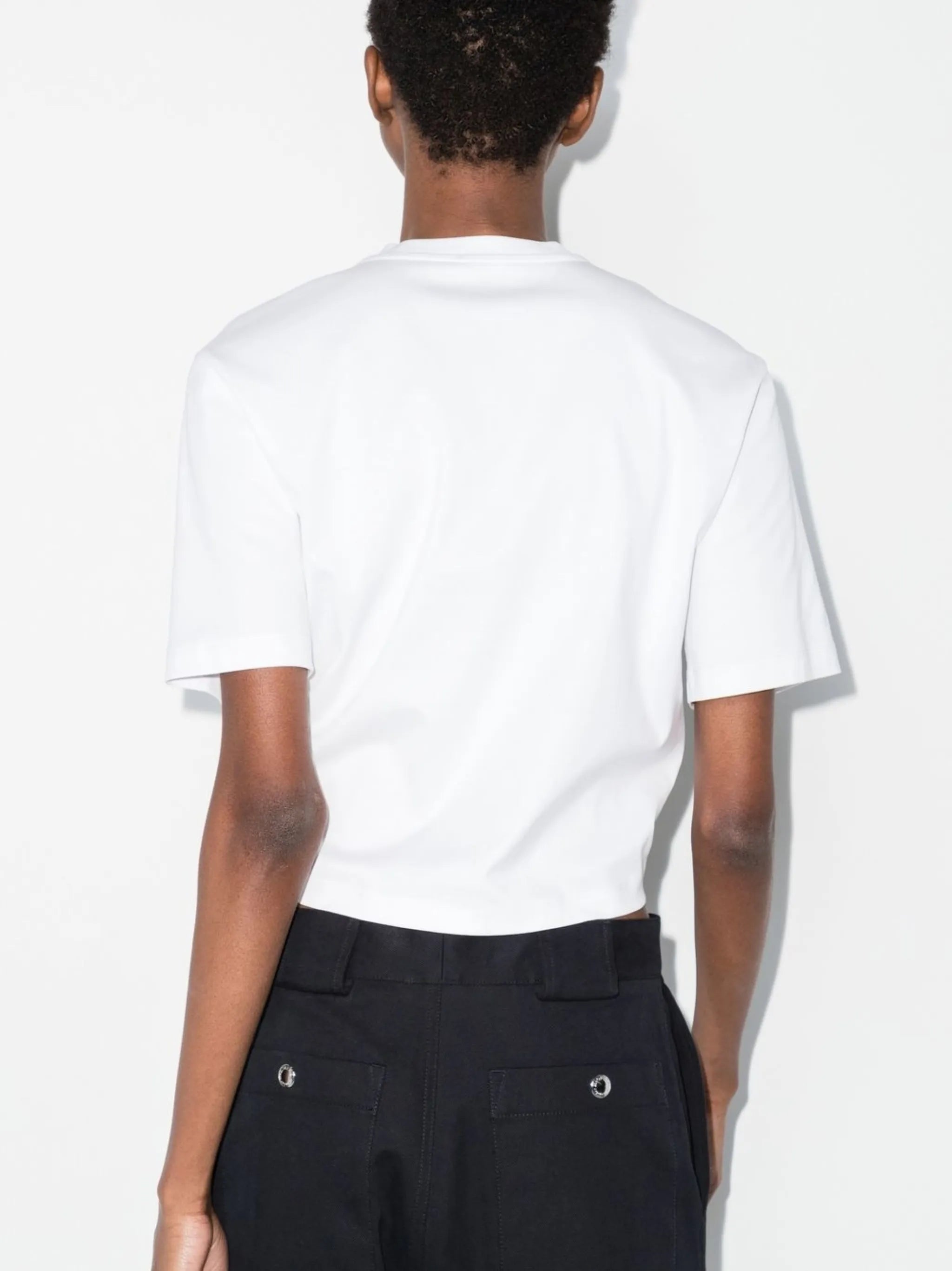 safety-pin knot cropped T-shirt