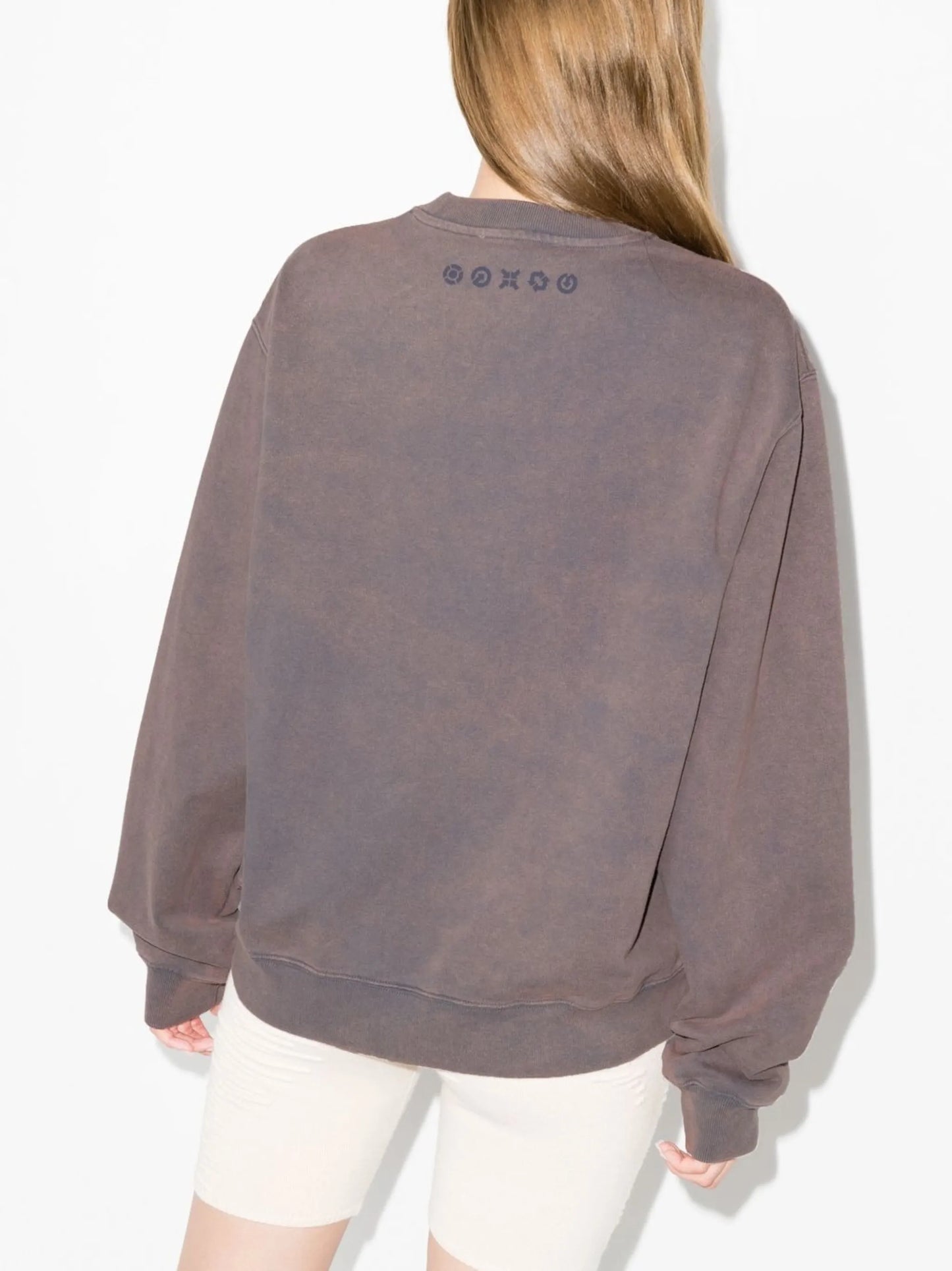 bleached-wash crew-neck sweatshirt