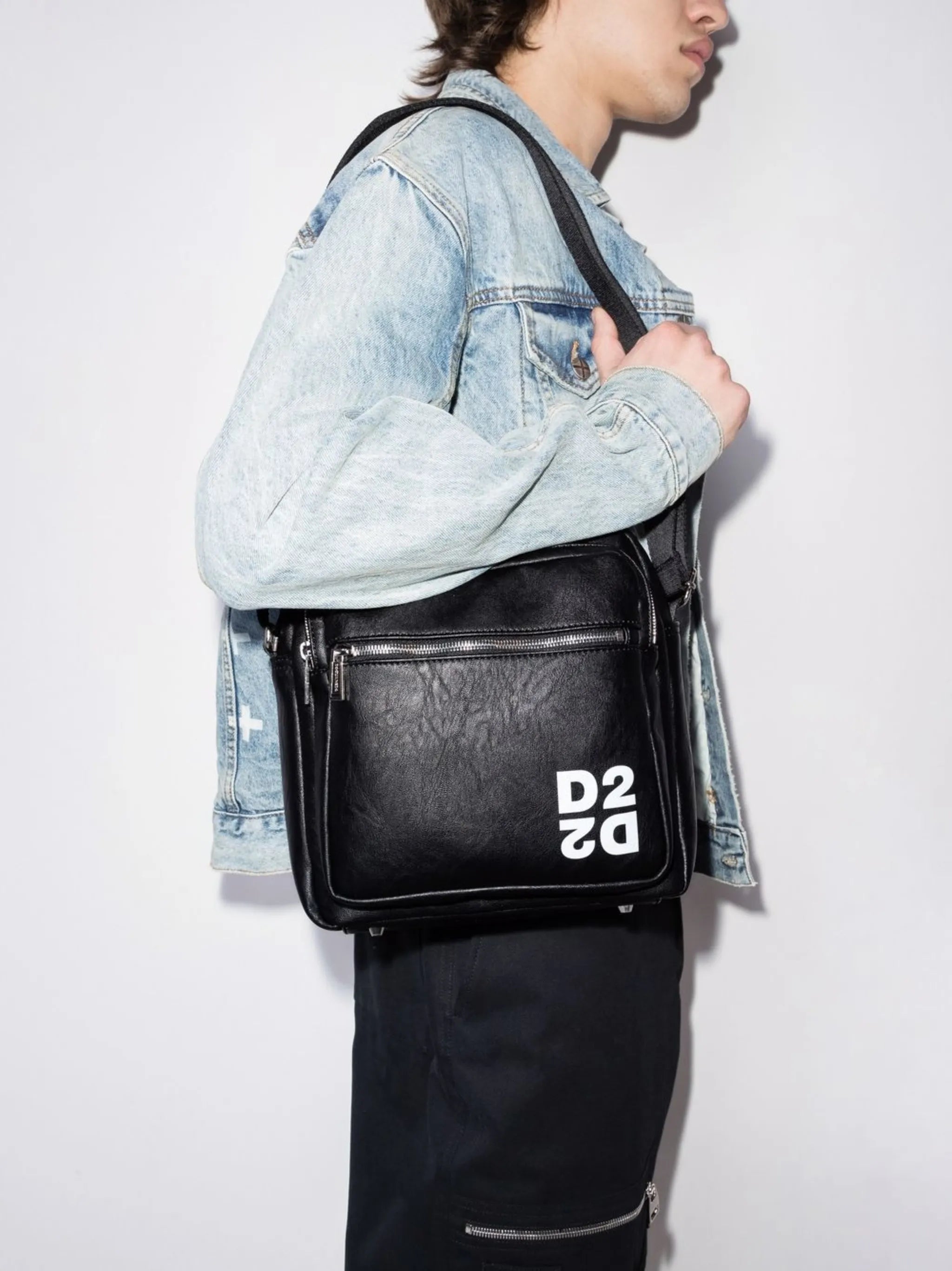logo-print messenger bag