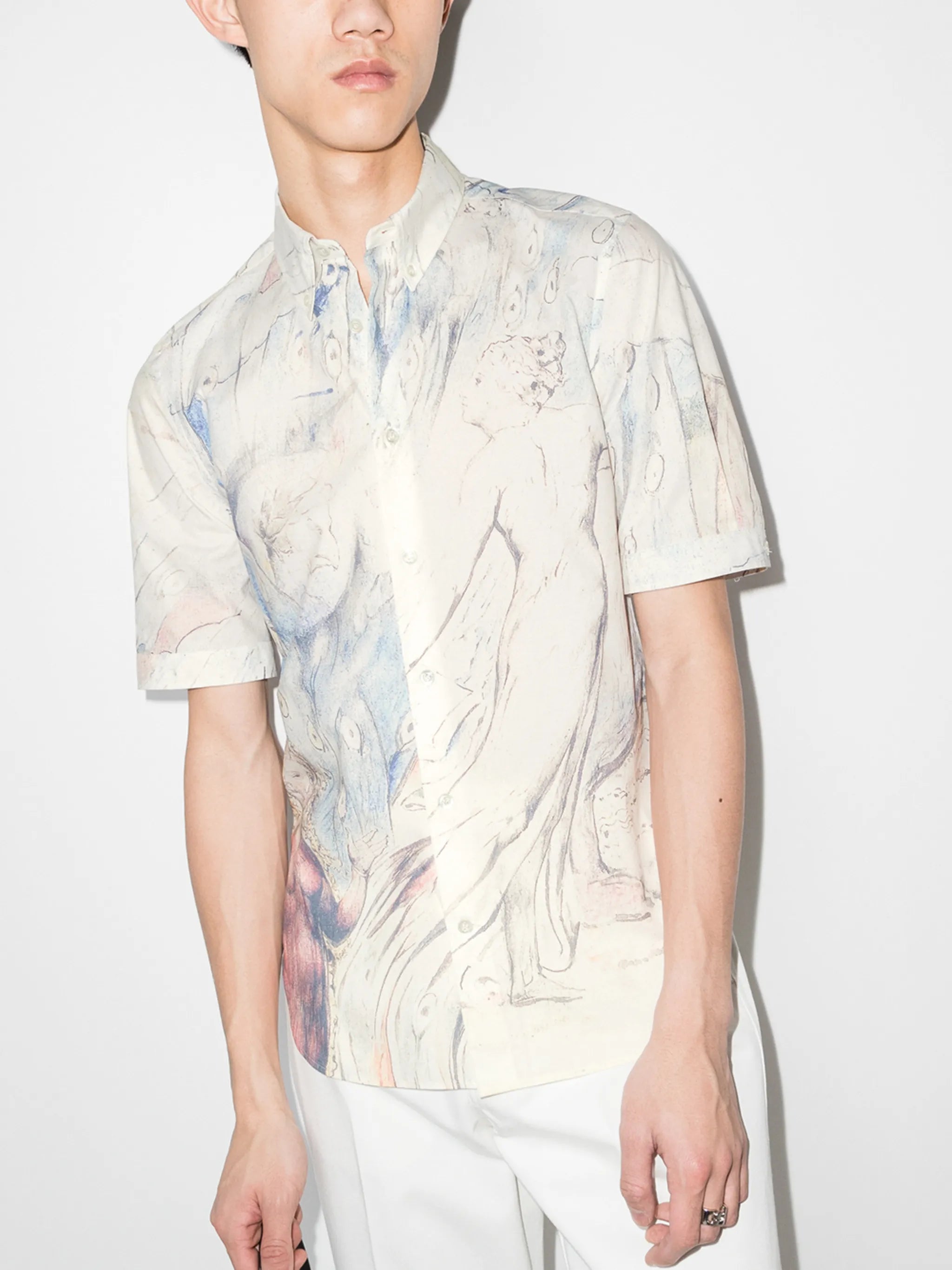 abstract-print cotton shirt