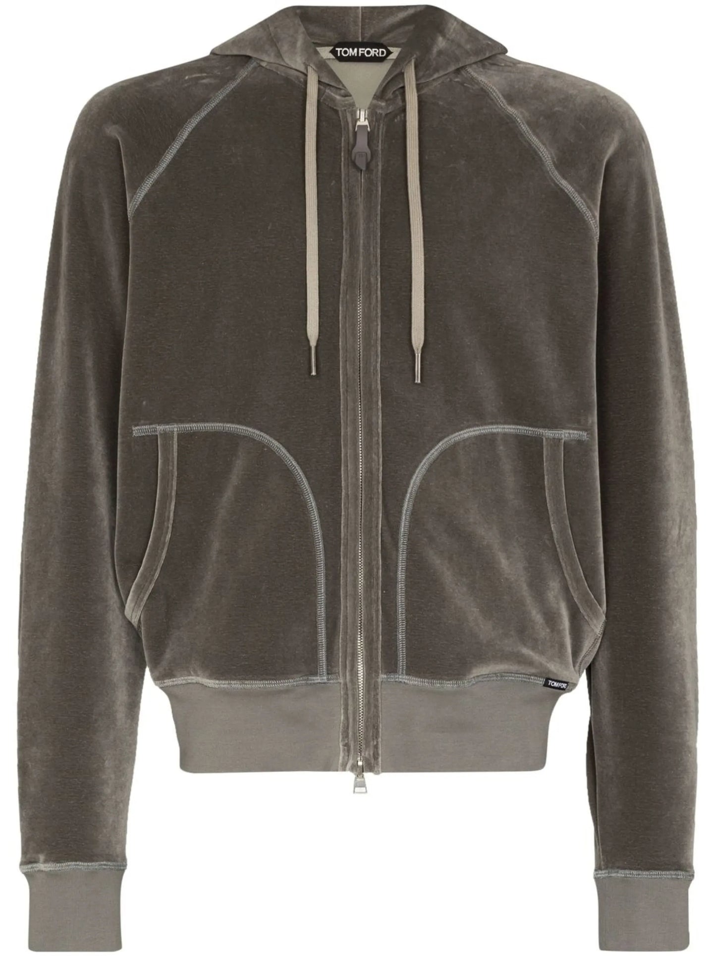 velour zip-fastening hoodie