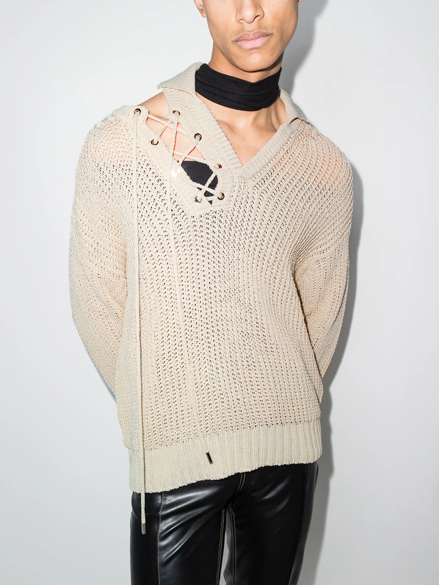 double collar long sleeve polo top