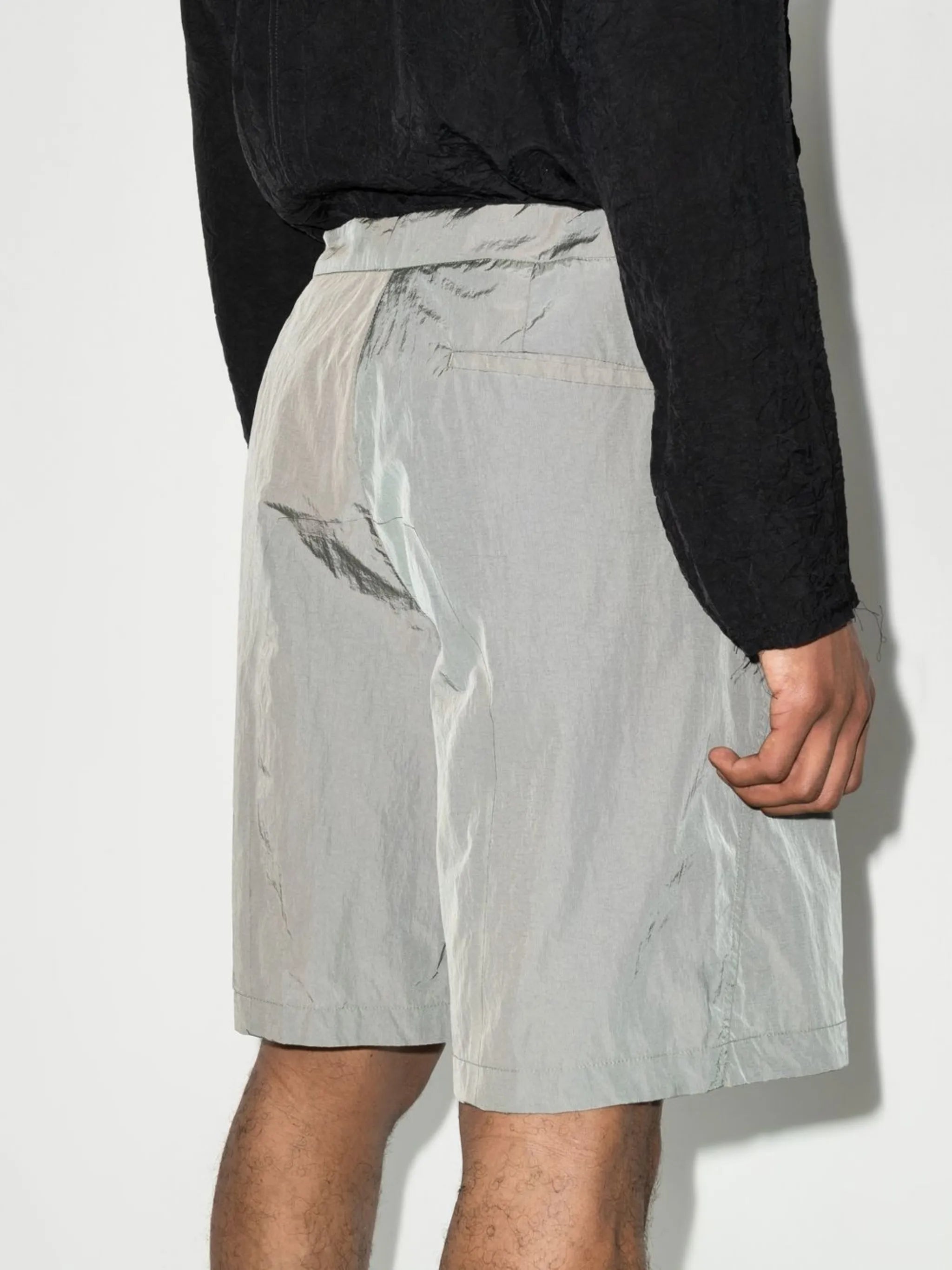metallic-effect bermuda shorts