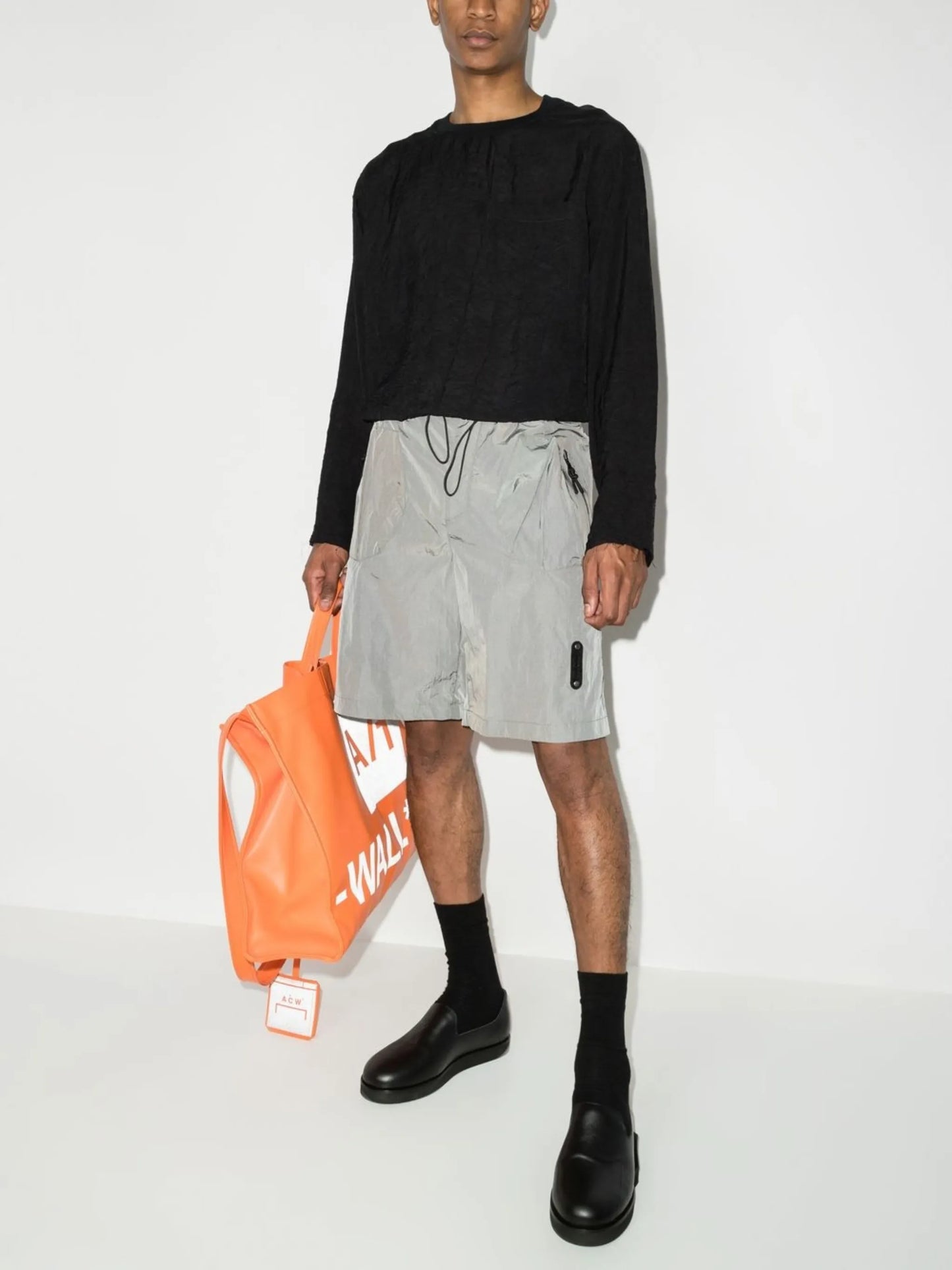 metallic-effect bermuda shorts