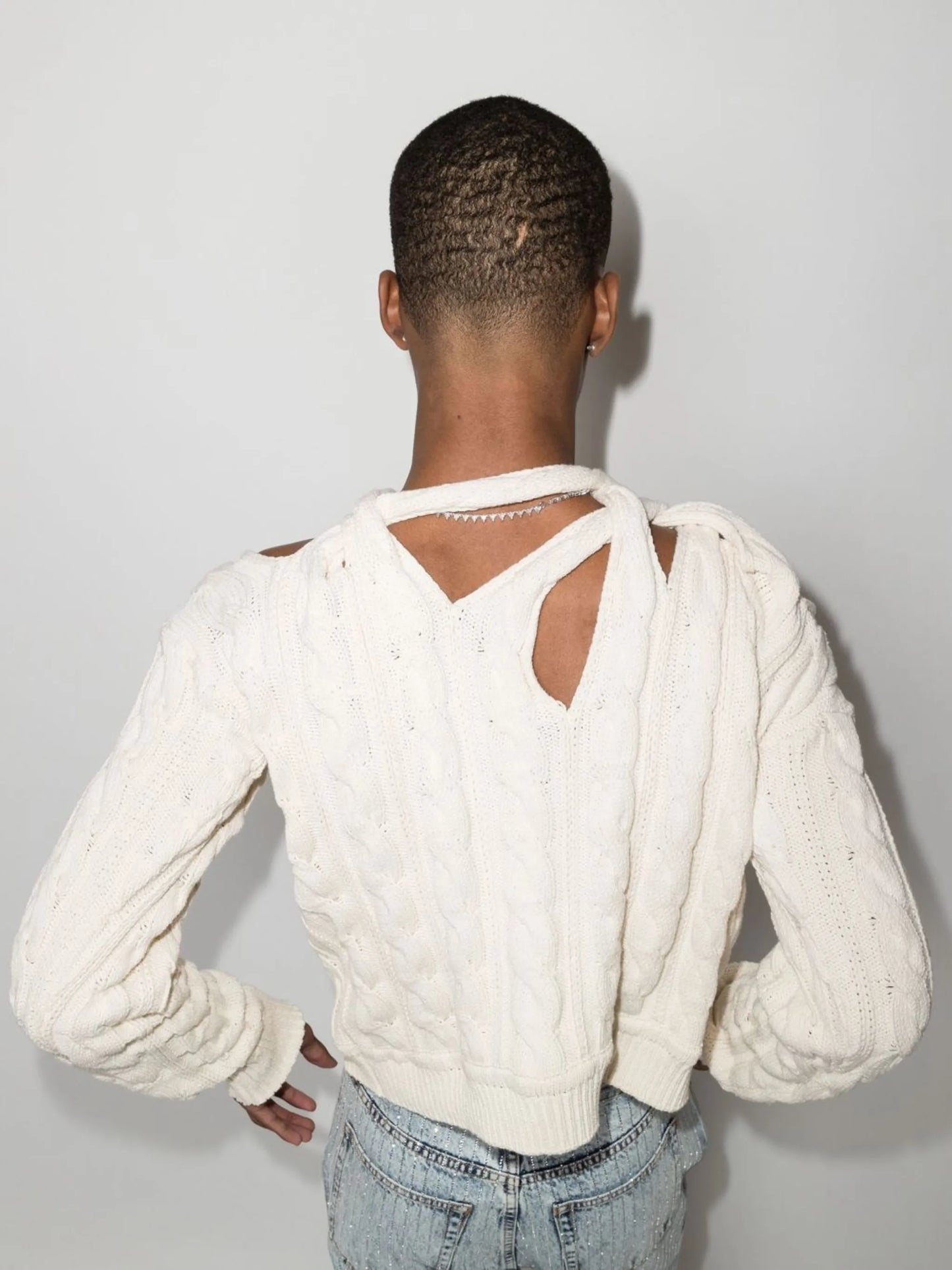 knot-detail cable knit jumper