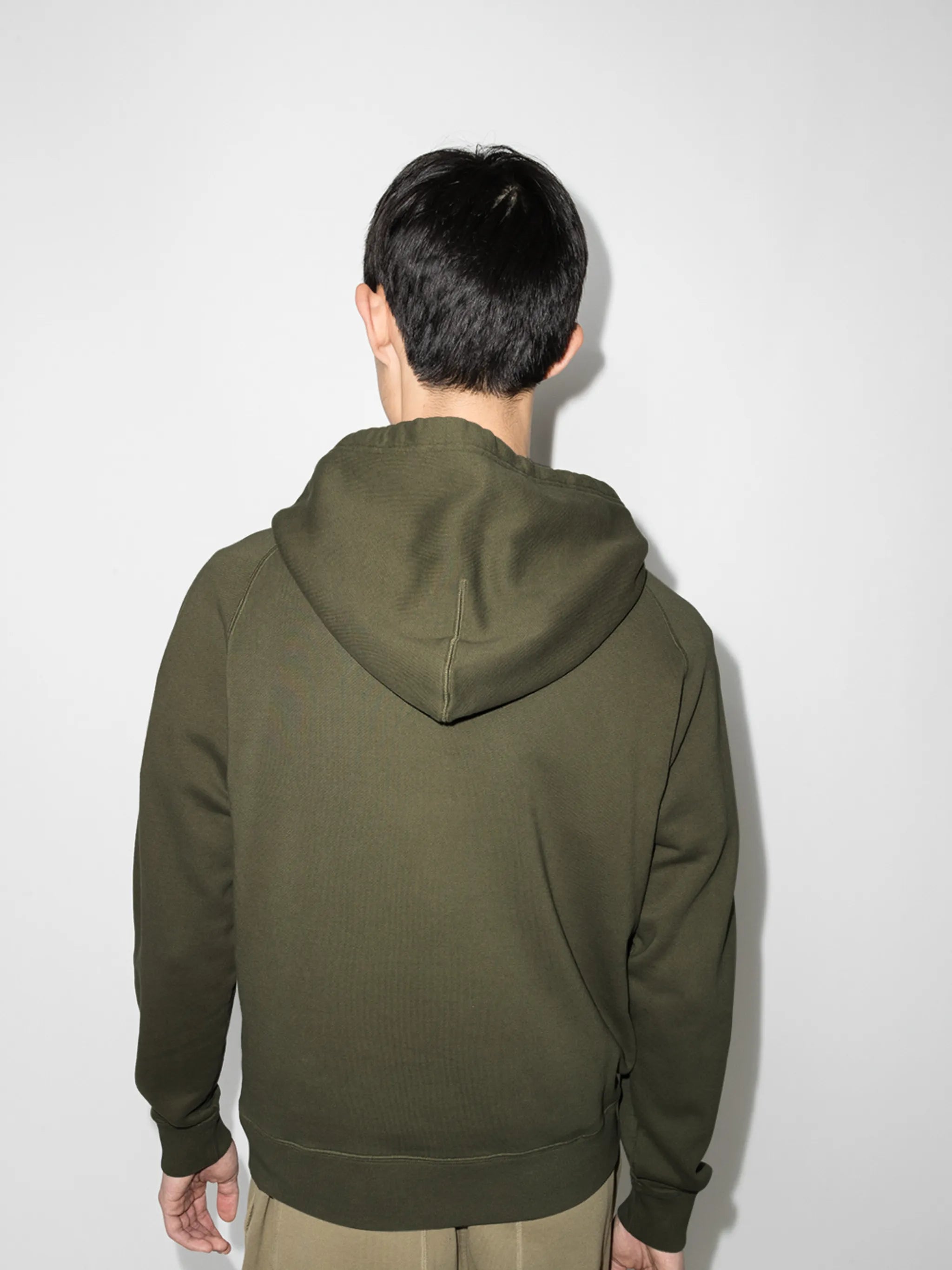 long-sleeved vintage-dyed hoodie