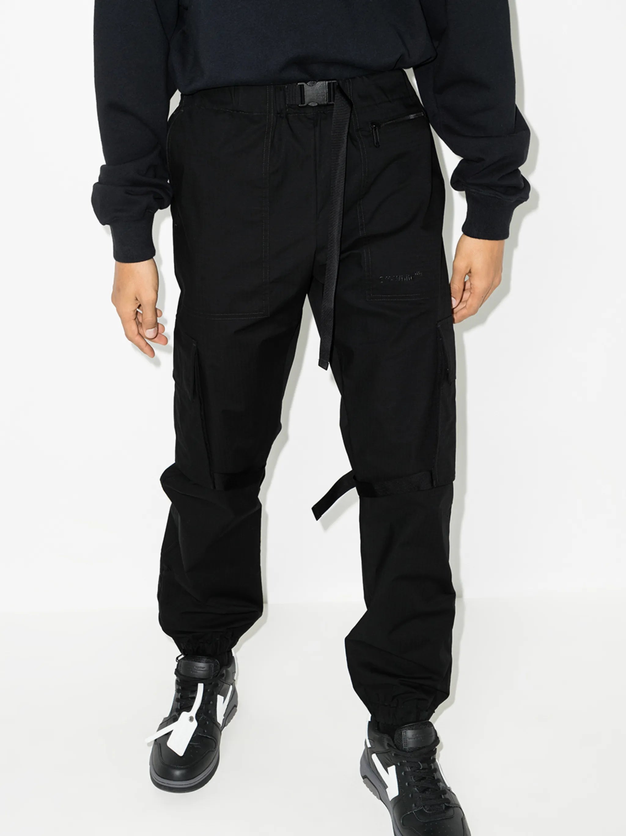 Diag-stripe ripstop cargo trousers