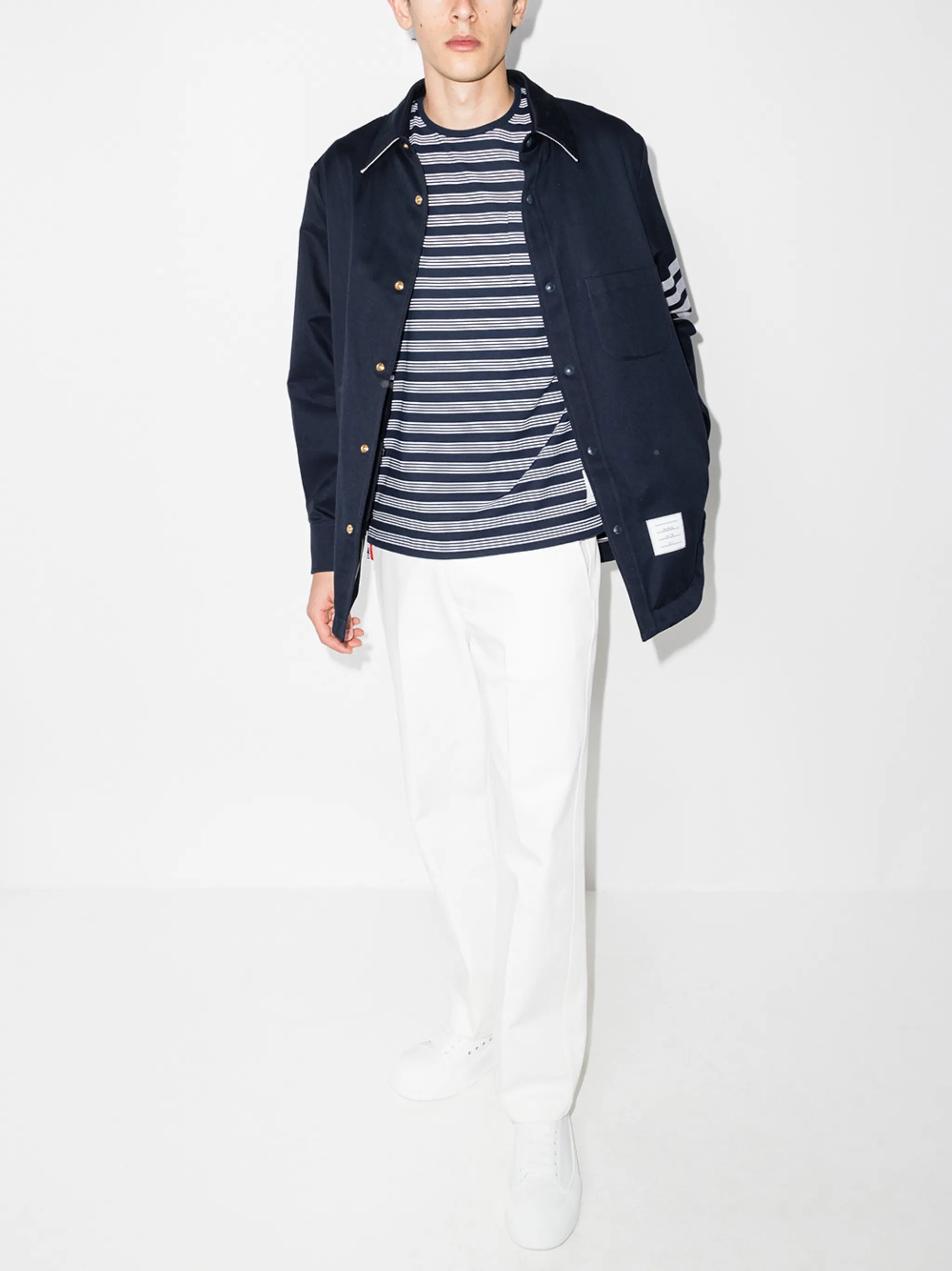 logo-patch striped T-shirt