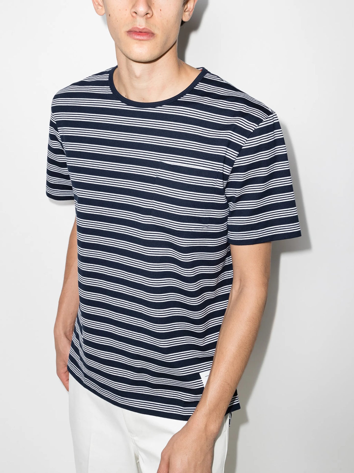 logo-patch striped T-shirt