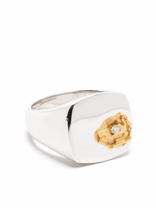 14K gold large mined diamond diamond ring