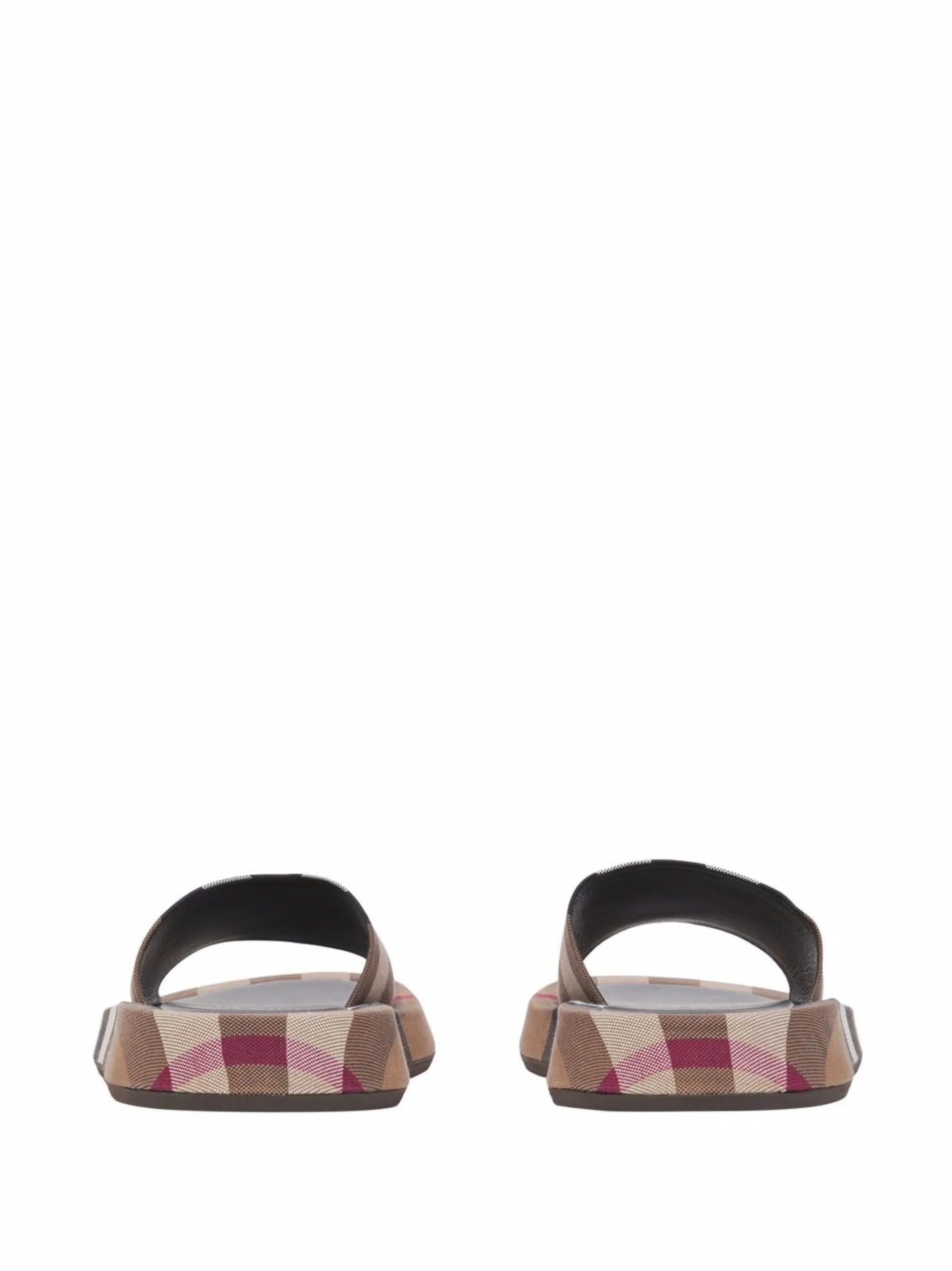 check-print cotton slides