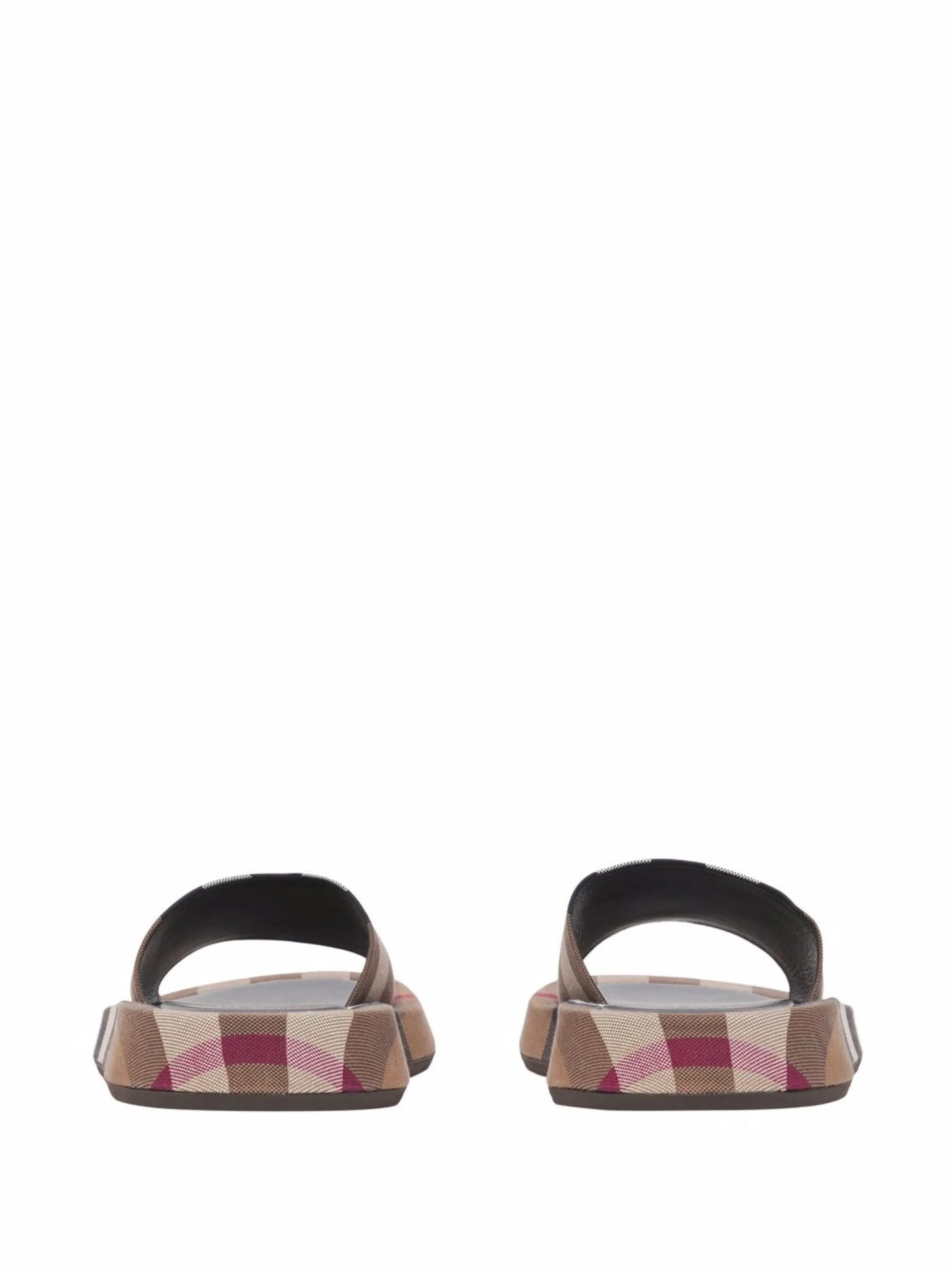 check-print cotton slides