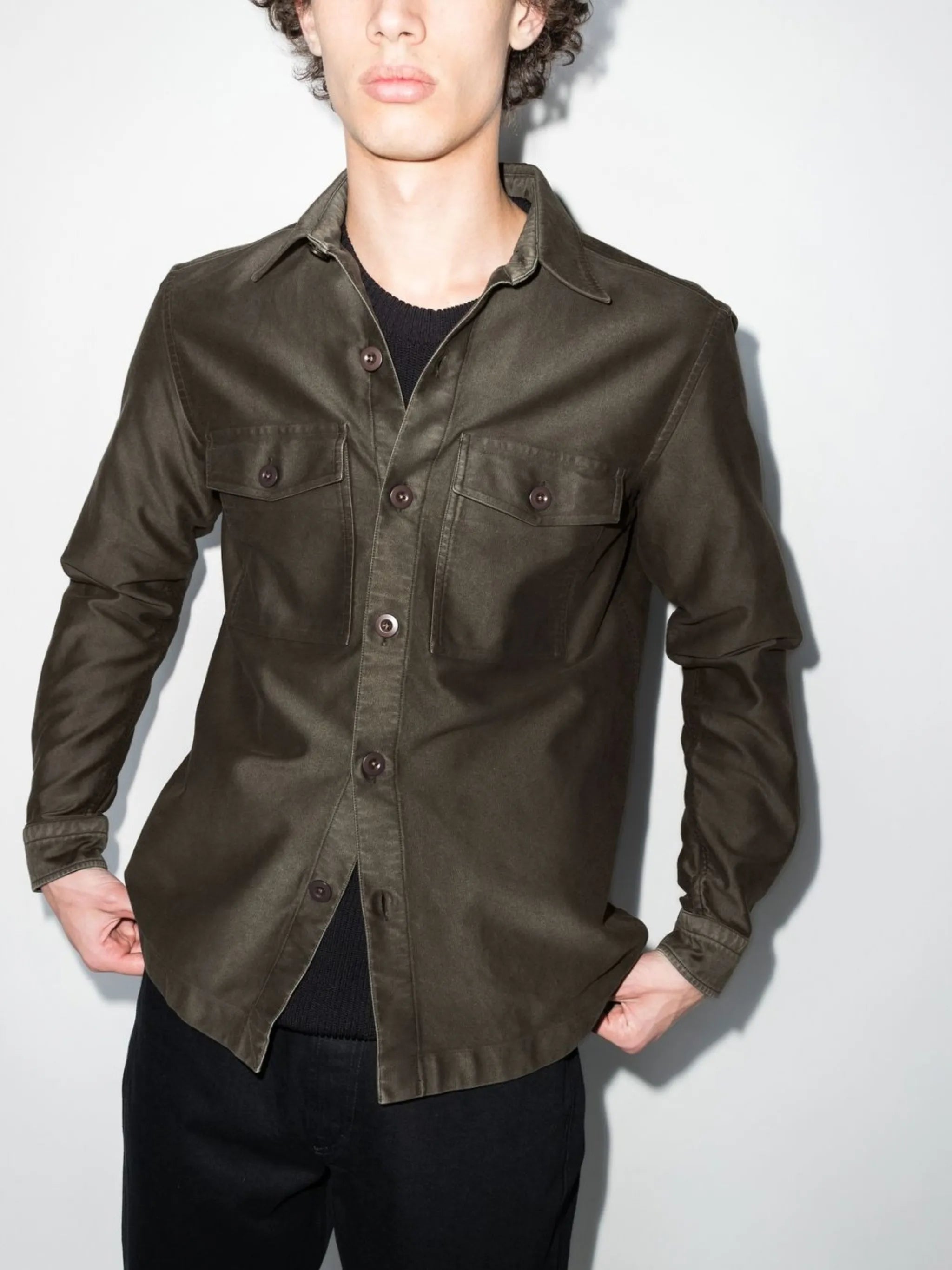 chest-pockets denim shirt