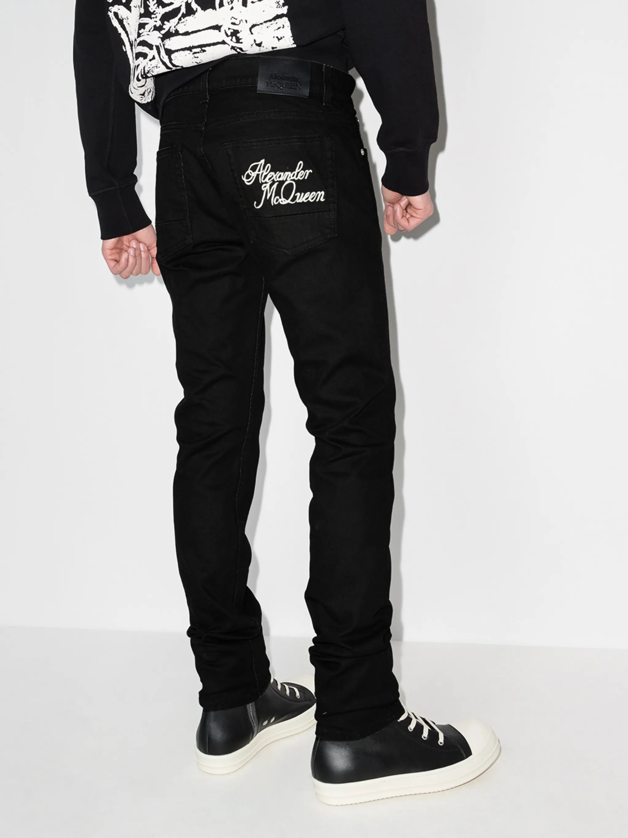 embroidered logo jeans
