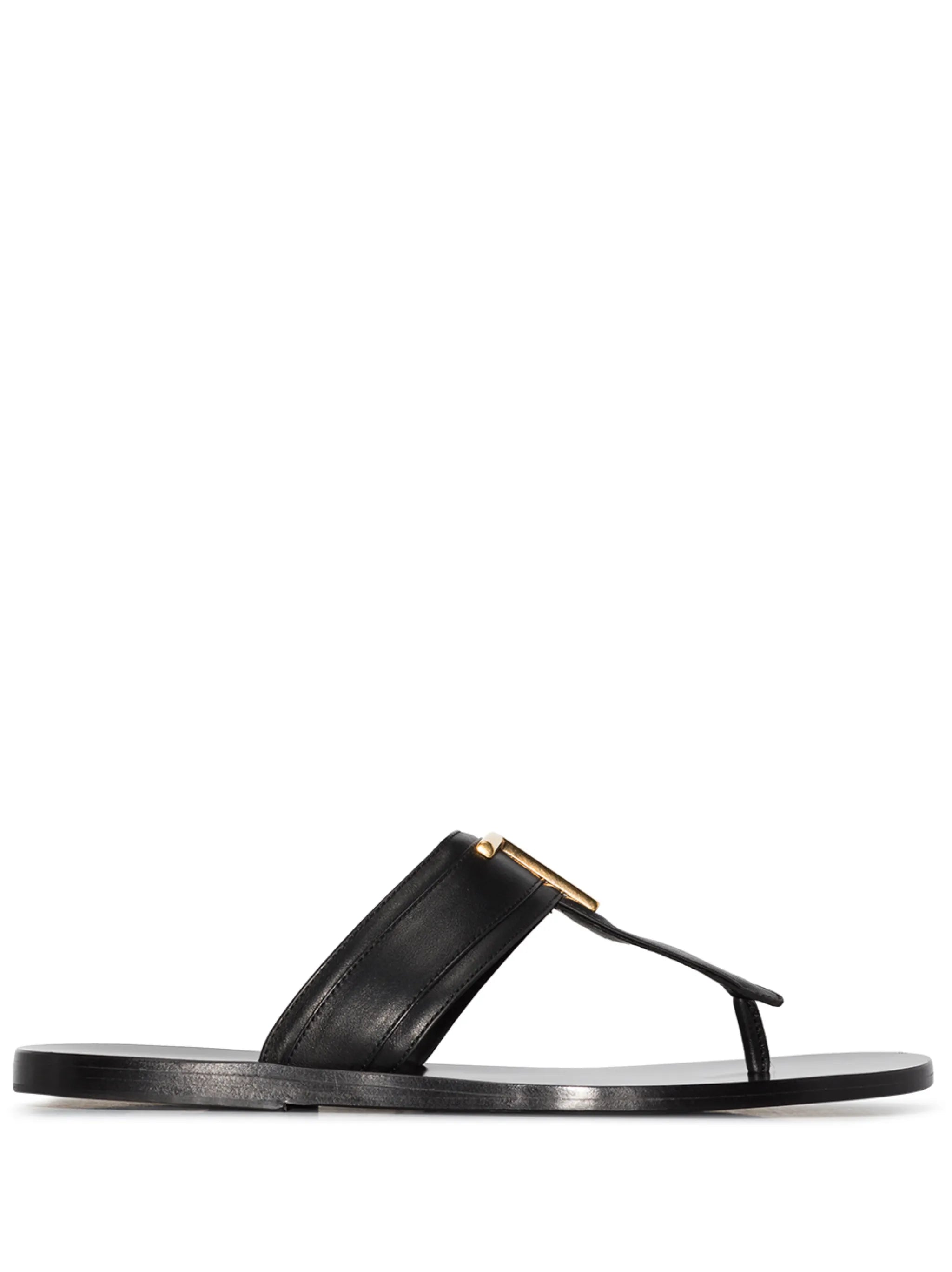 T-logo thong-strap flip flops