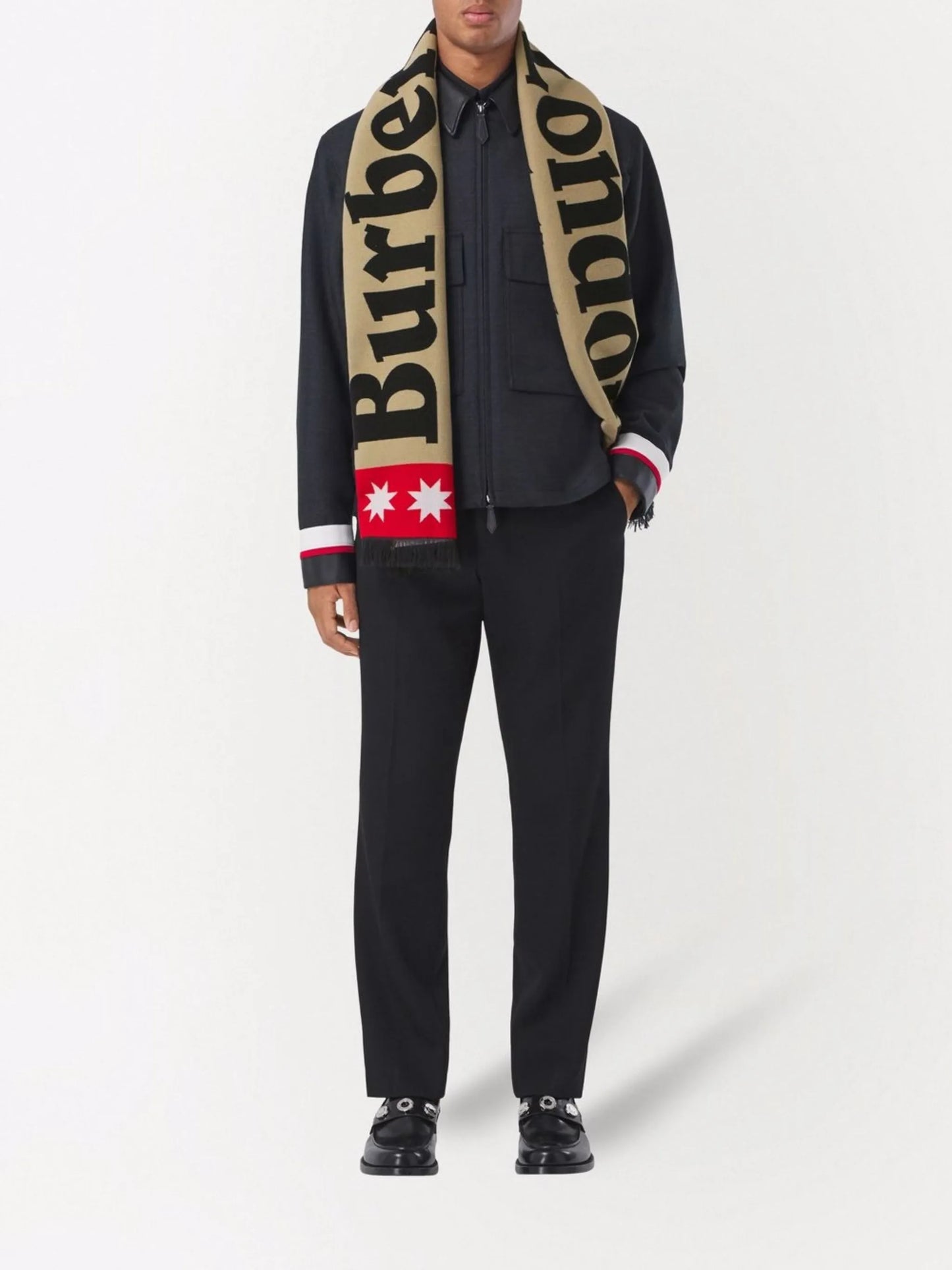 logo-jacquard wool-silk scarf