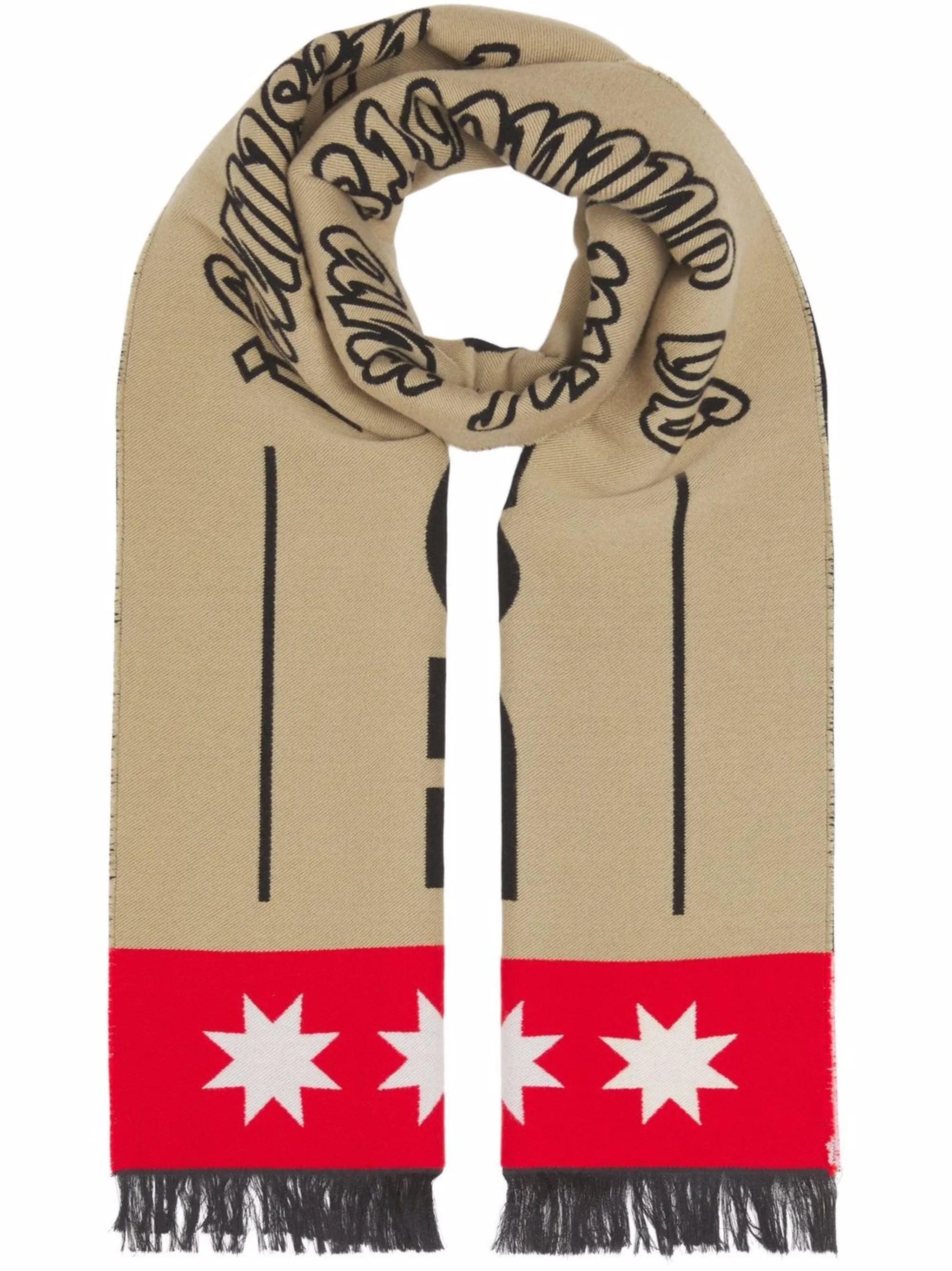 logo-jacquard wool-silk scarf