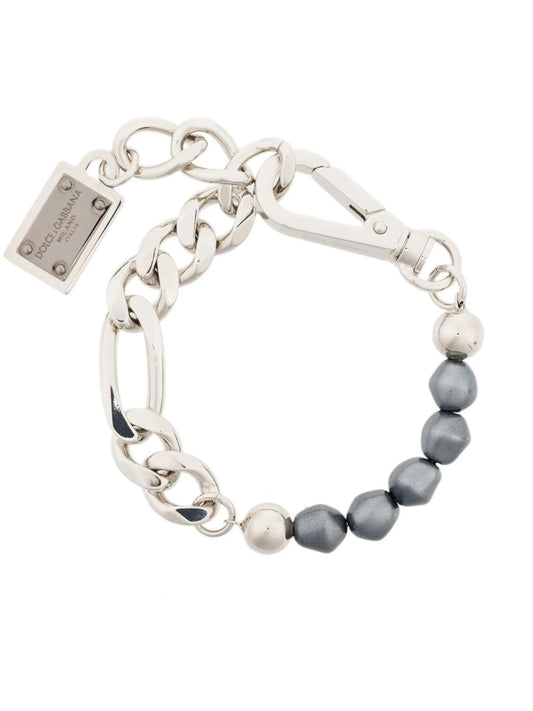 logo-plaque chain link bracelet