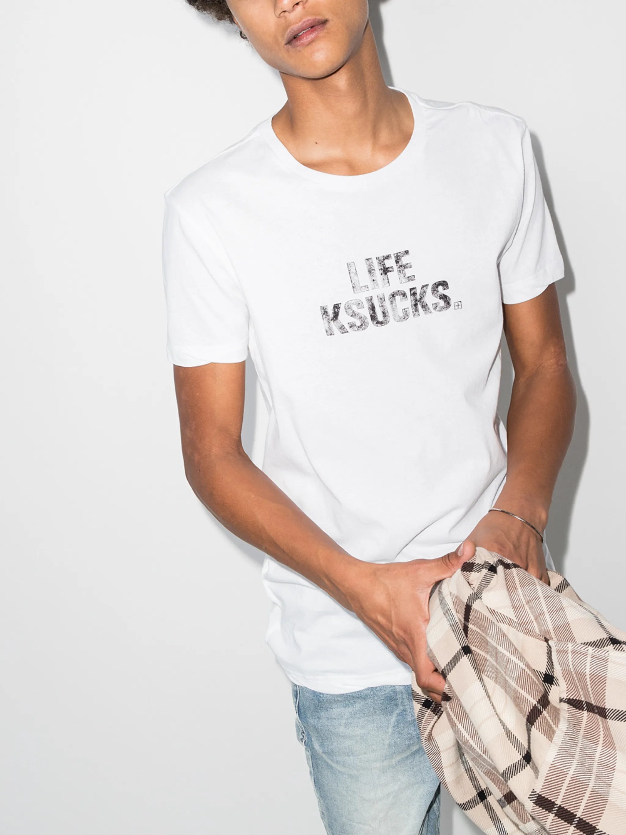 Seeing Lines slogan-print T-shirt