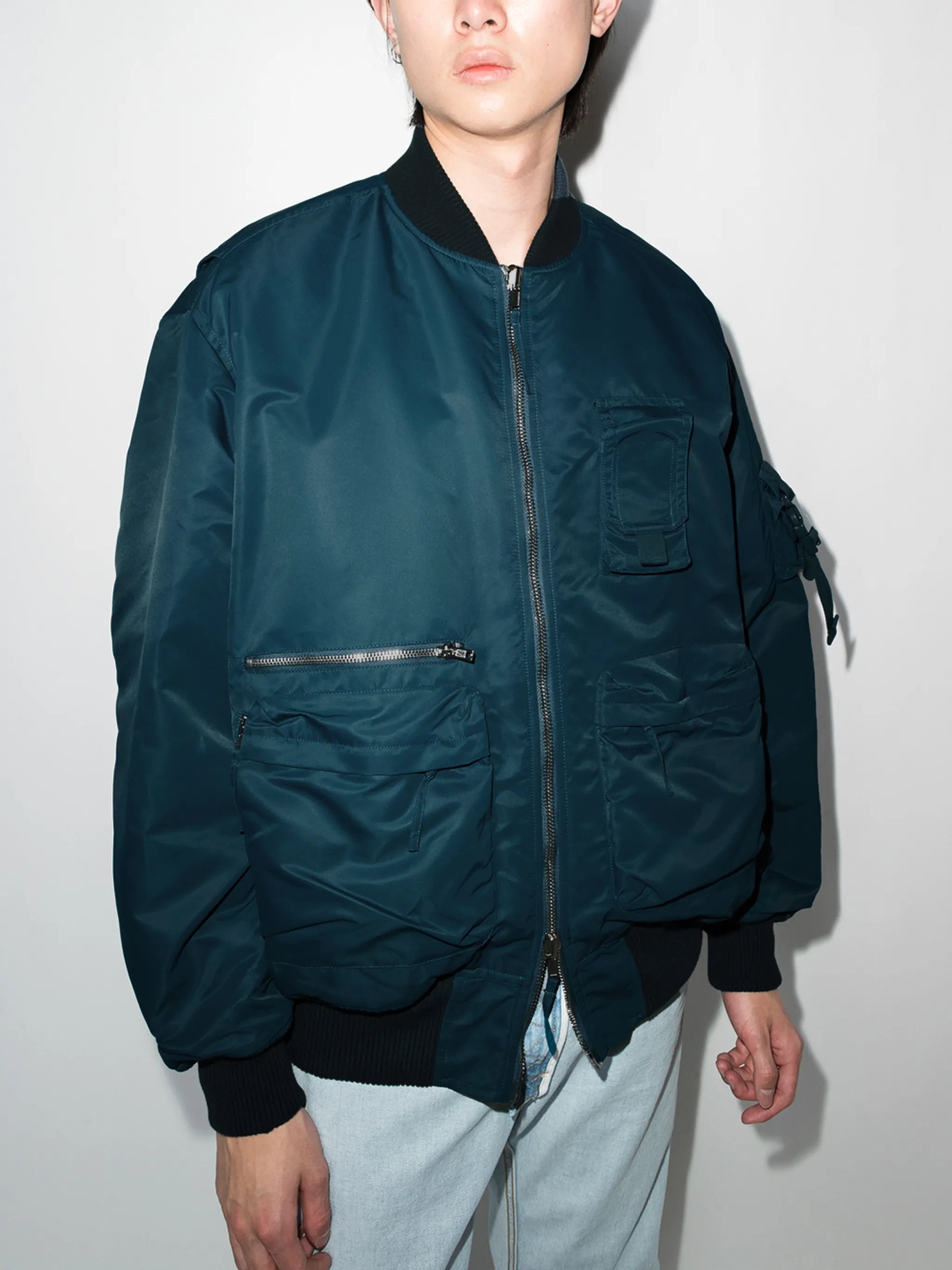 reversible zip-up bomber jacket