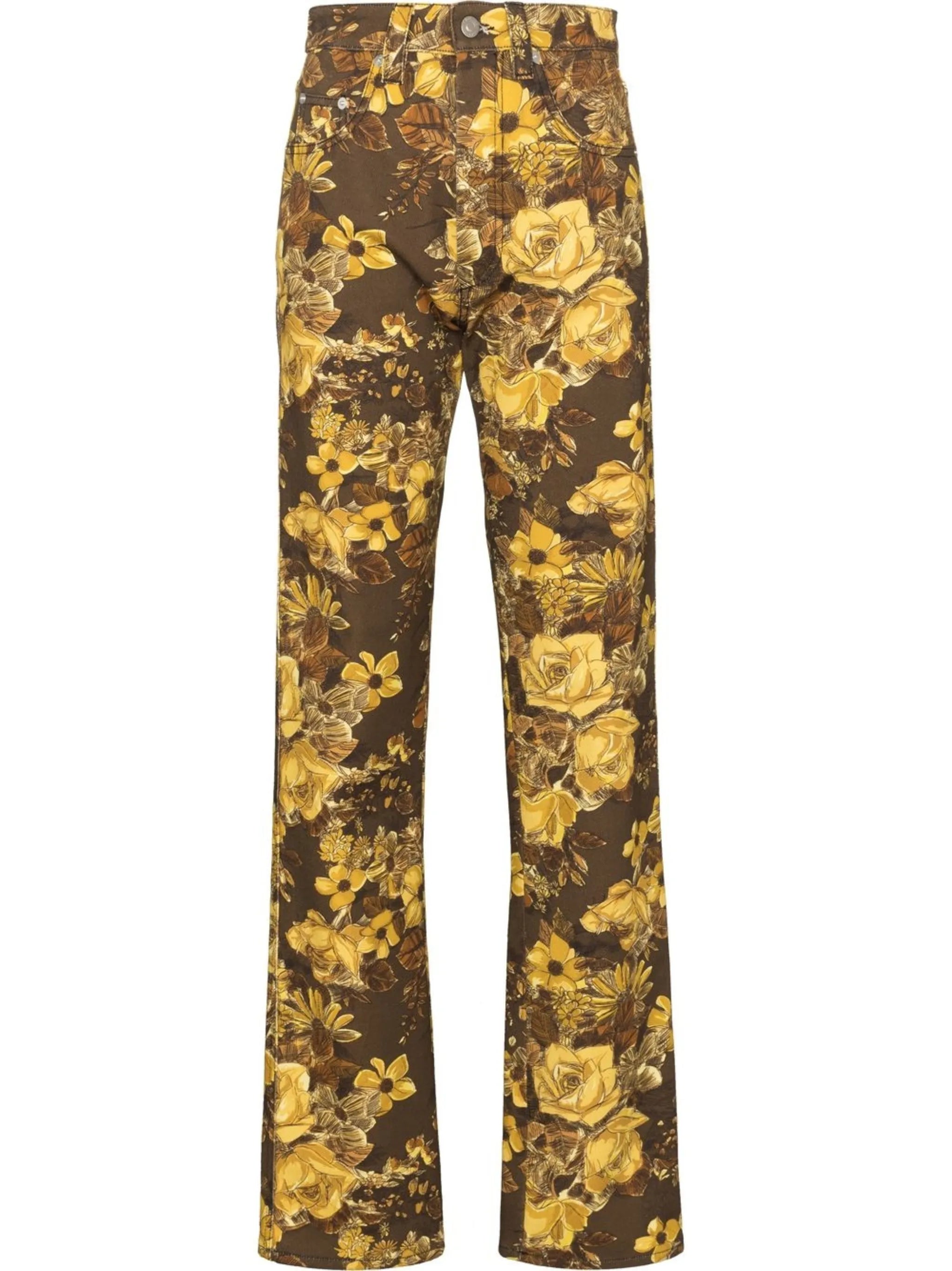 floral-print straight-leg jeans