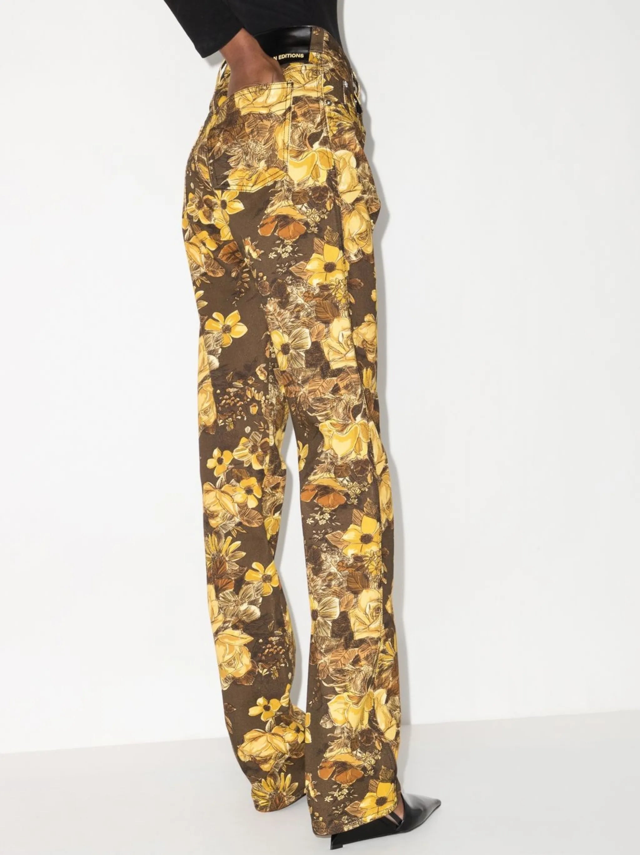 floral-print straight-leg jeans