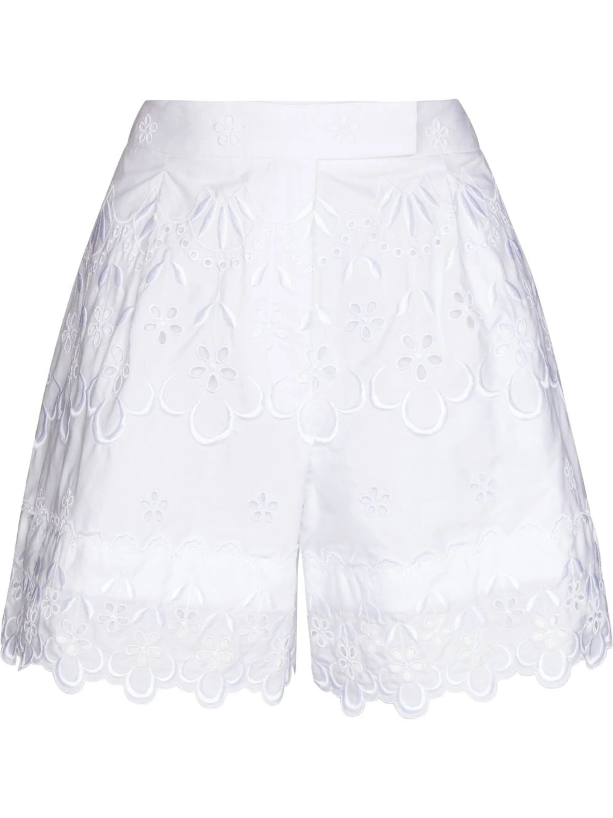 broderie-anglaise scalloped cotton shorts