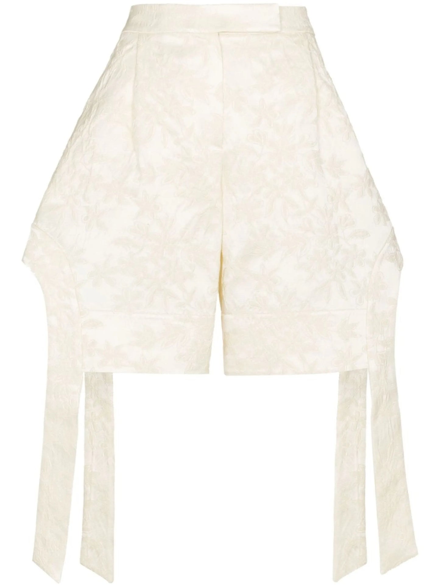 floral-embroidered draped shorts