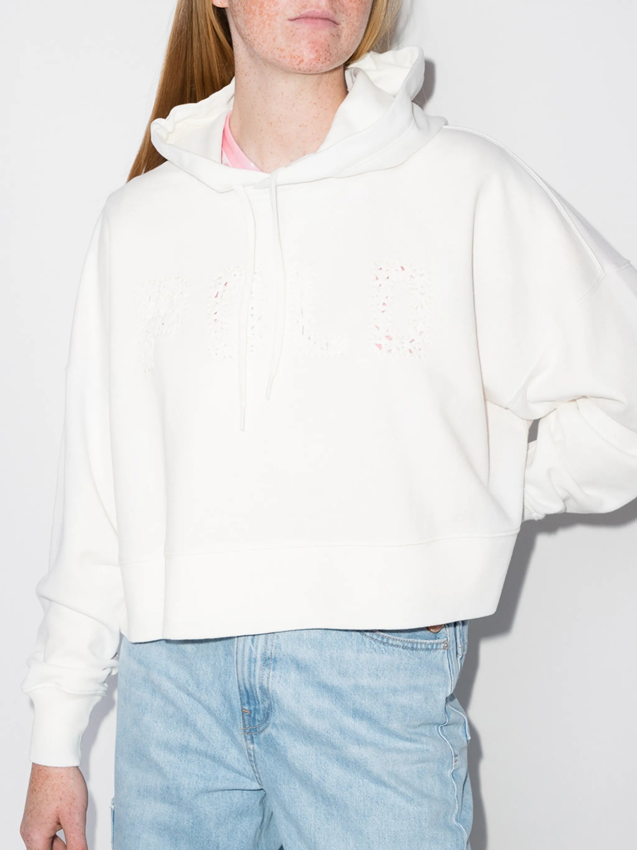 macram??-logo cotton hoodie
