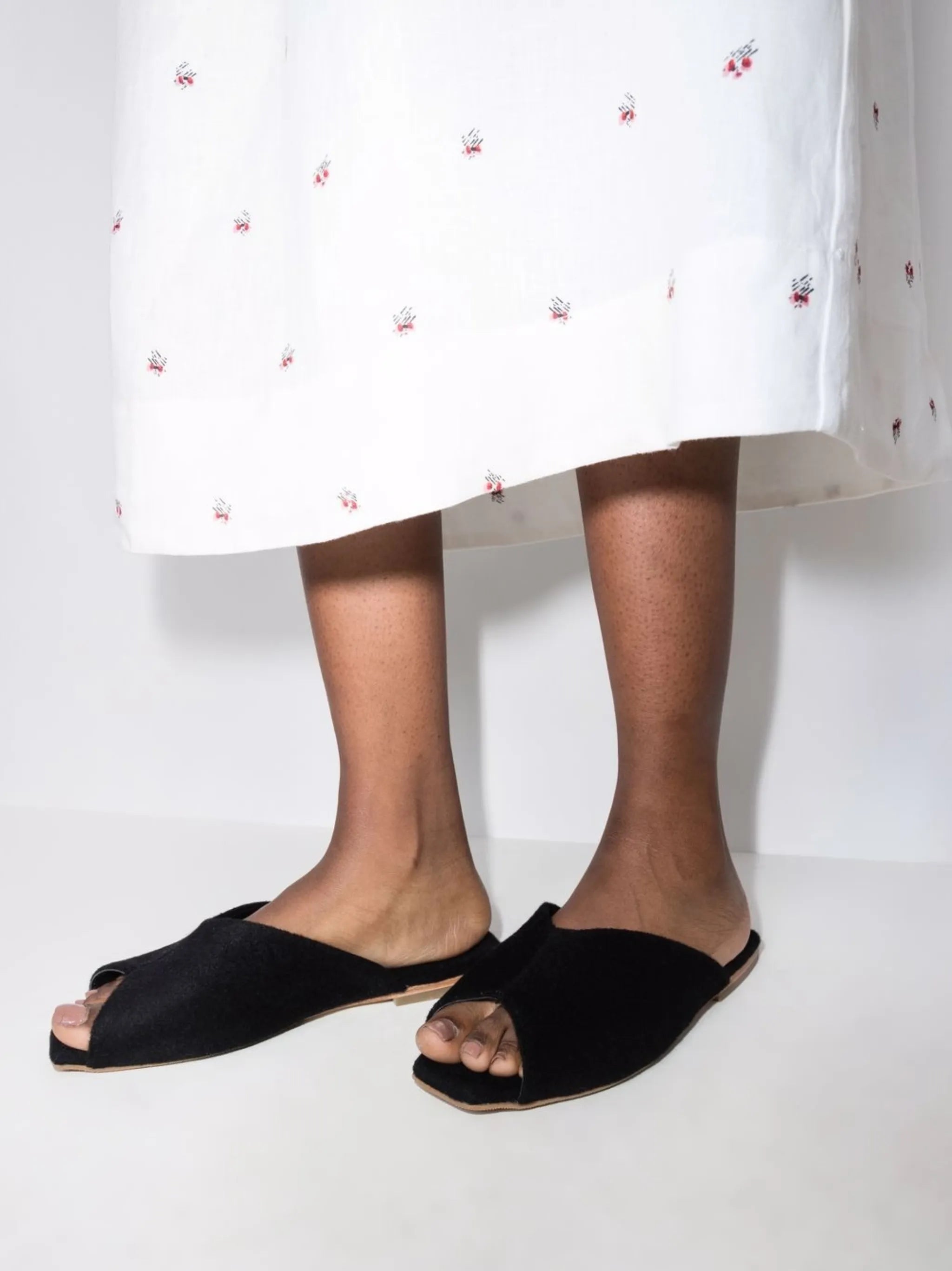 open-toe wool slippers