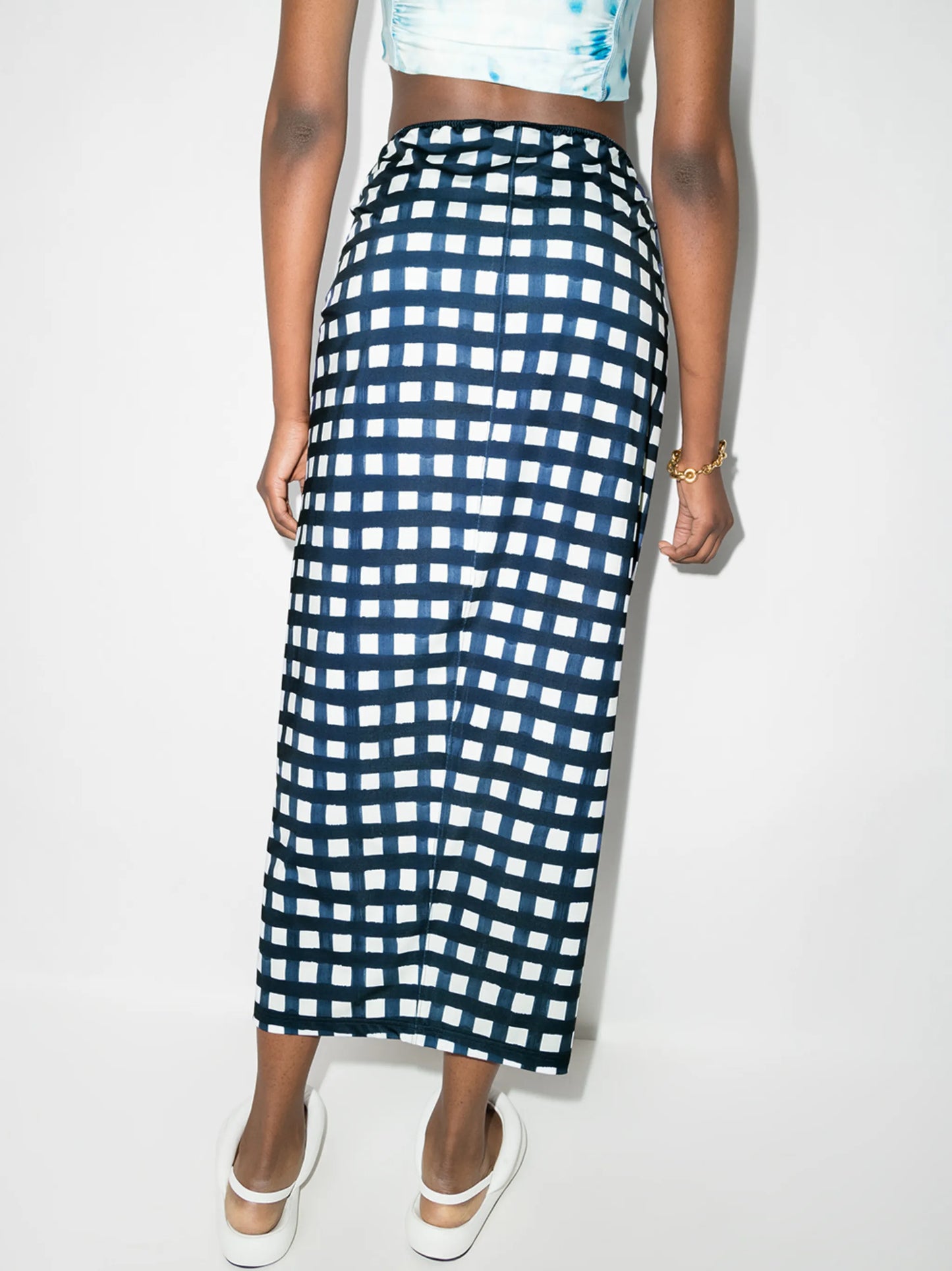 Nodi check-print skirt