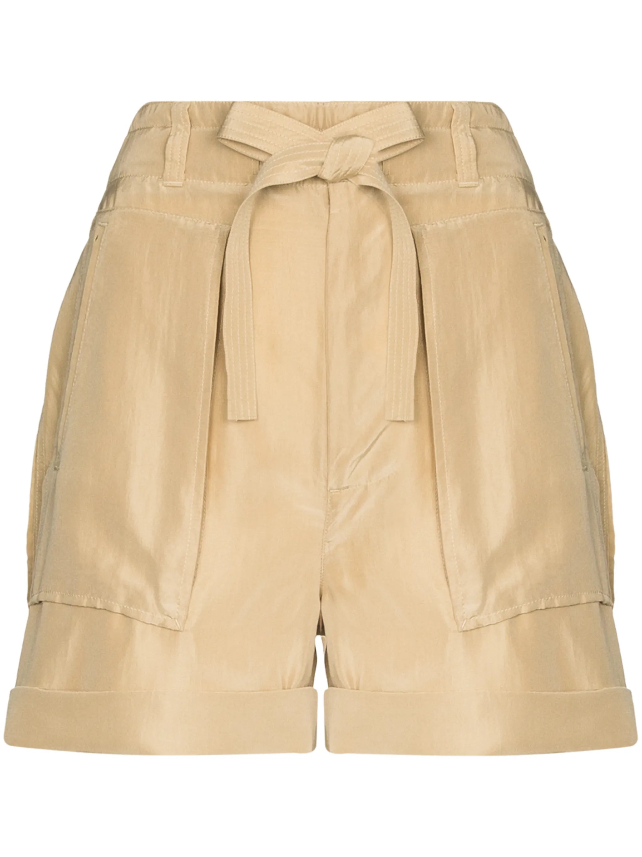 paperbag-waist silk shorts