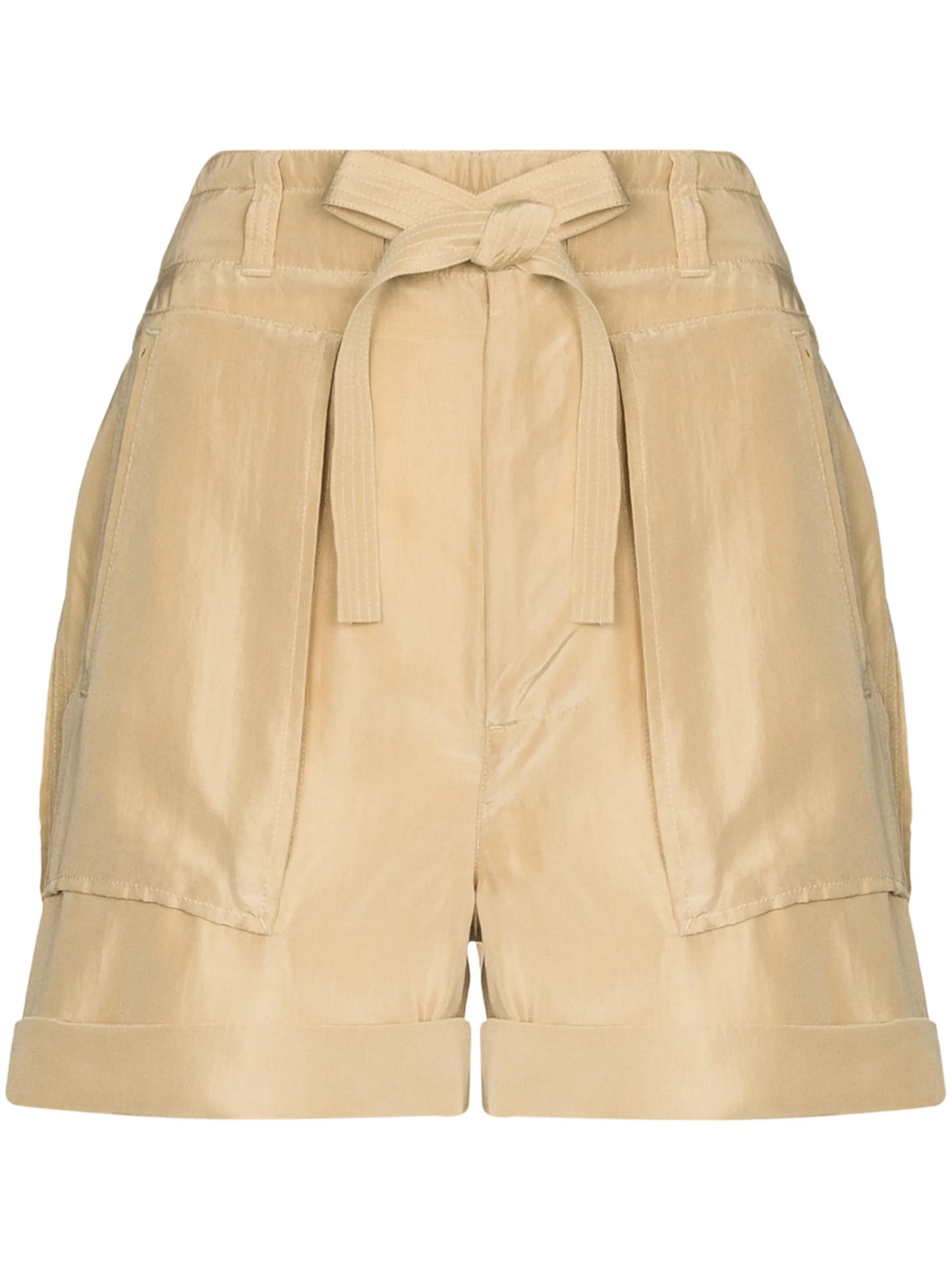 paperbag-waist silk shorts