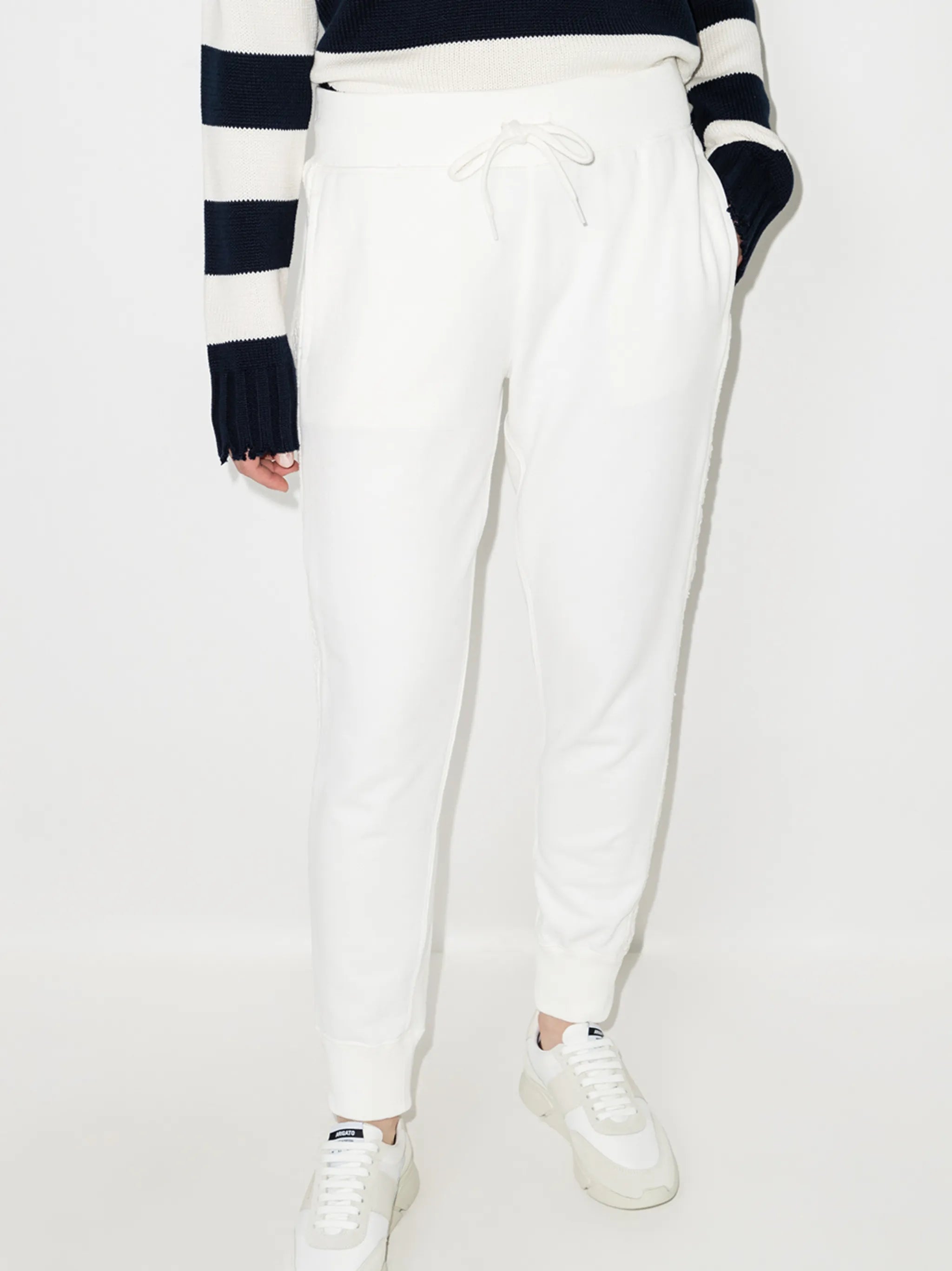 macram??-detail cotton joggers
