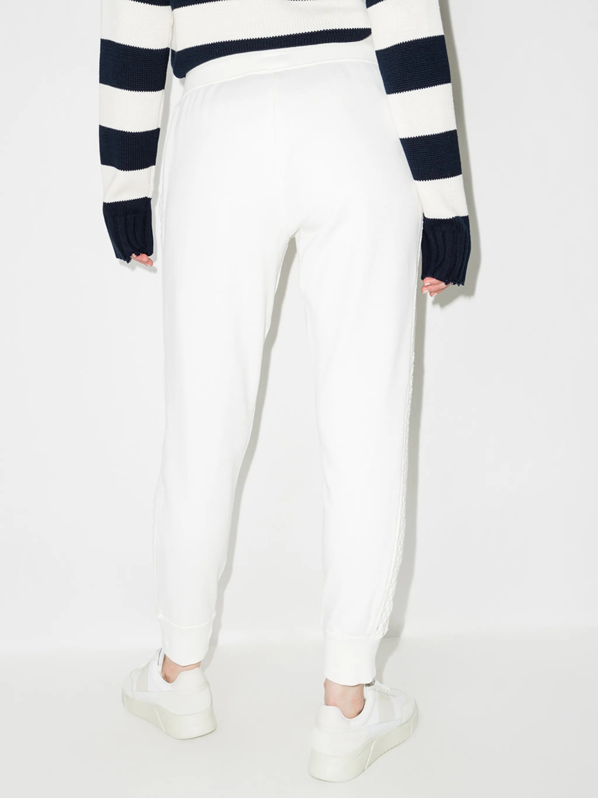 macram??-detail cotton joggers