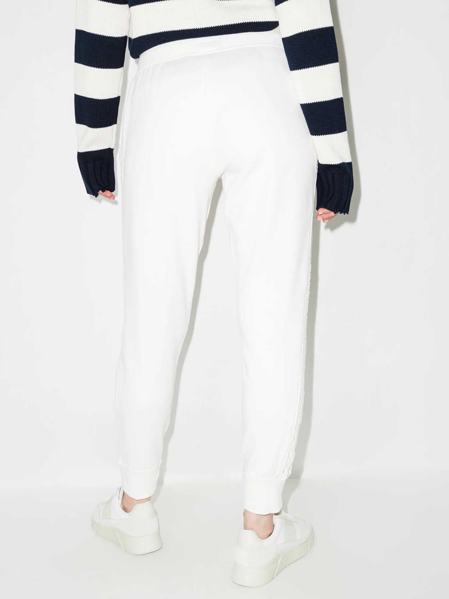 macram??-detail cotton joggers