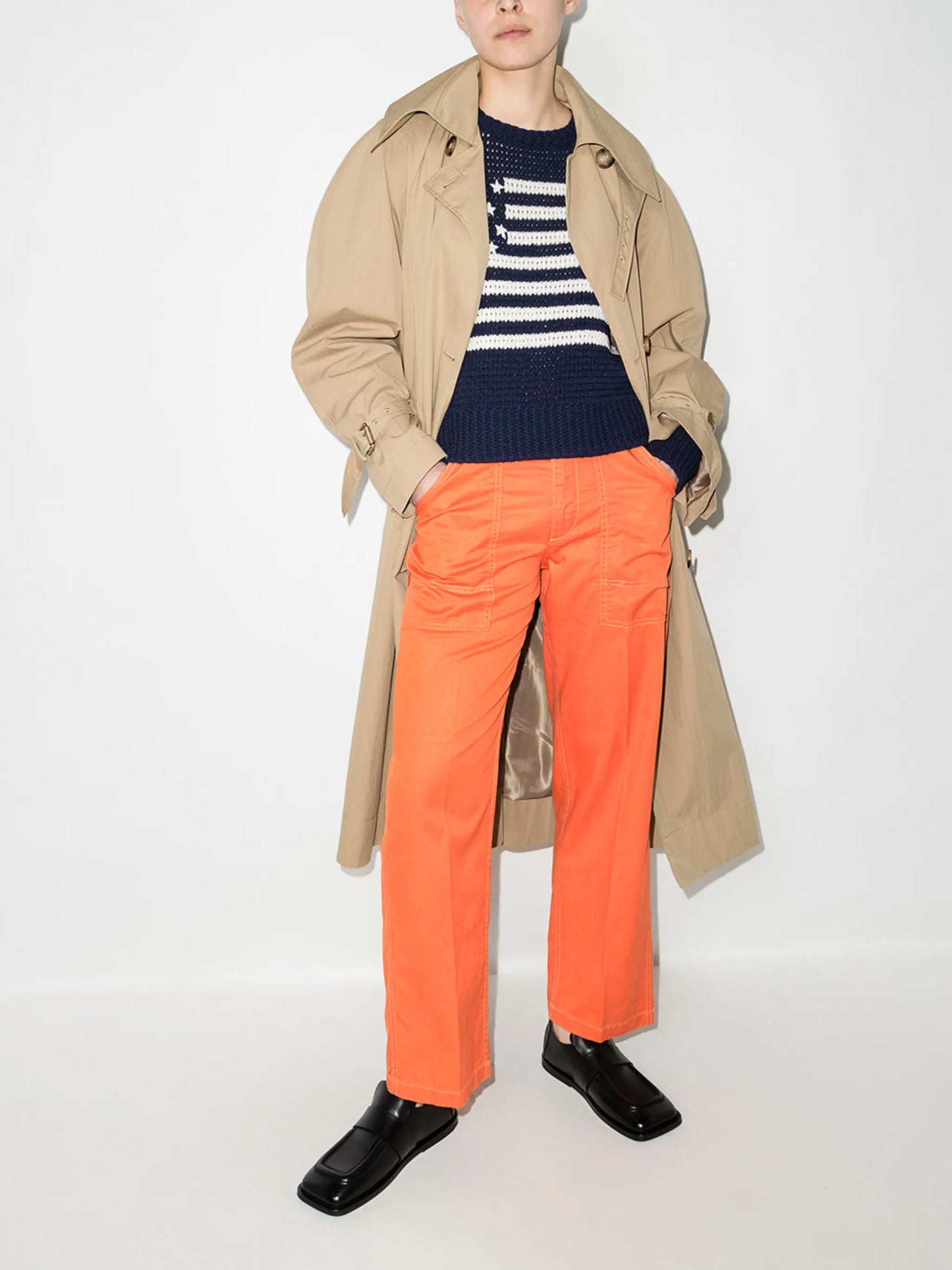 twill straight-leg utility trousers