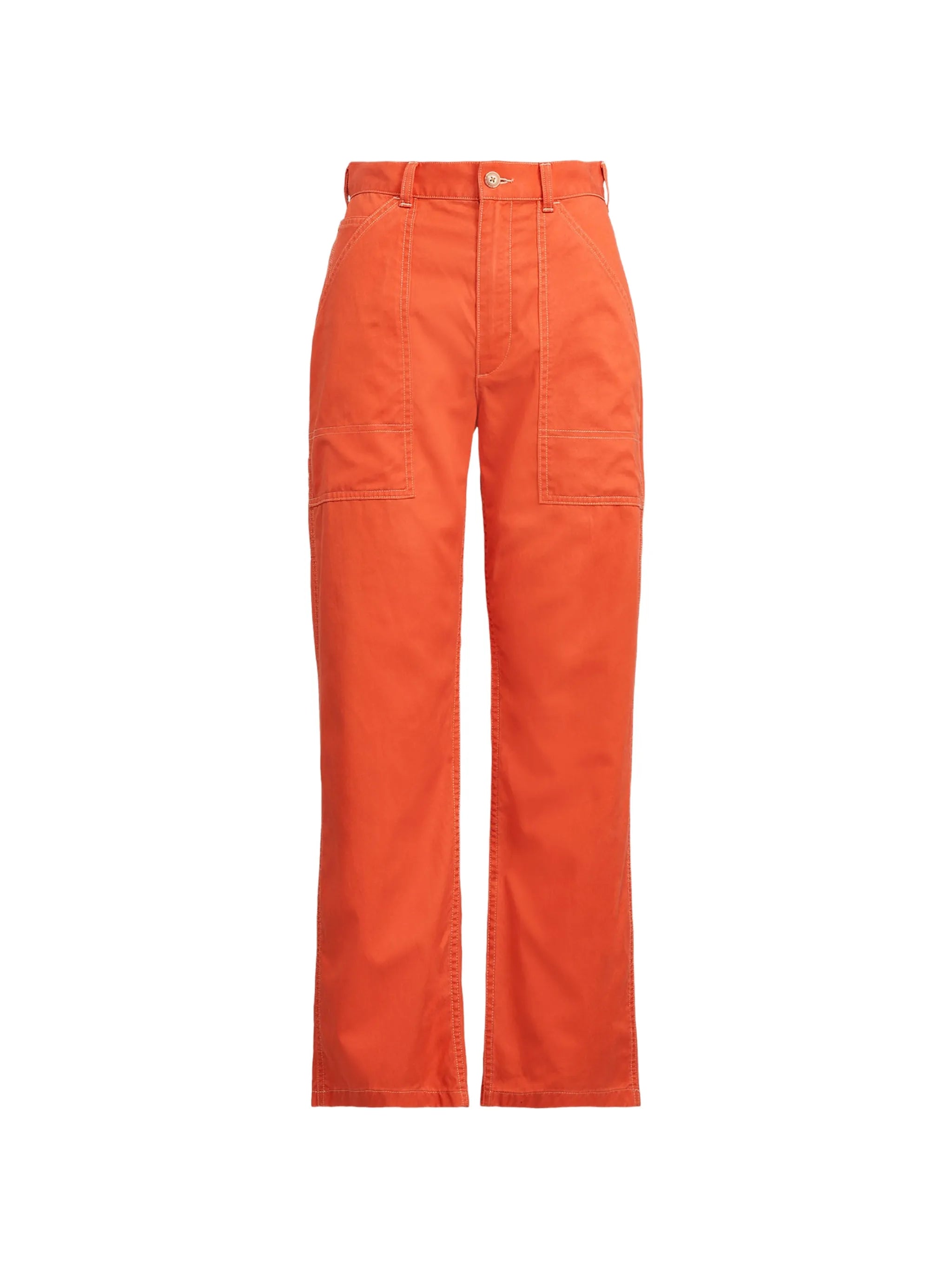 twill straight-leg utility trousers