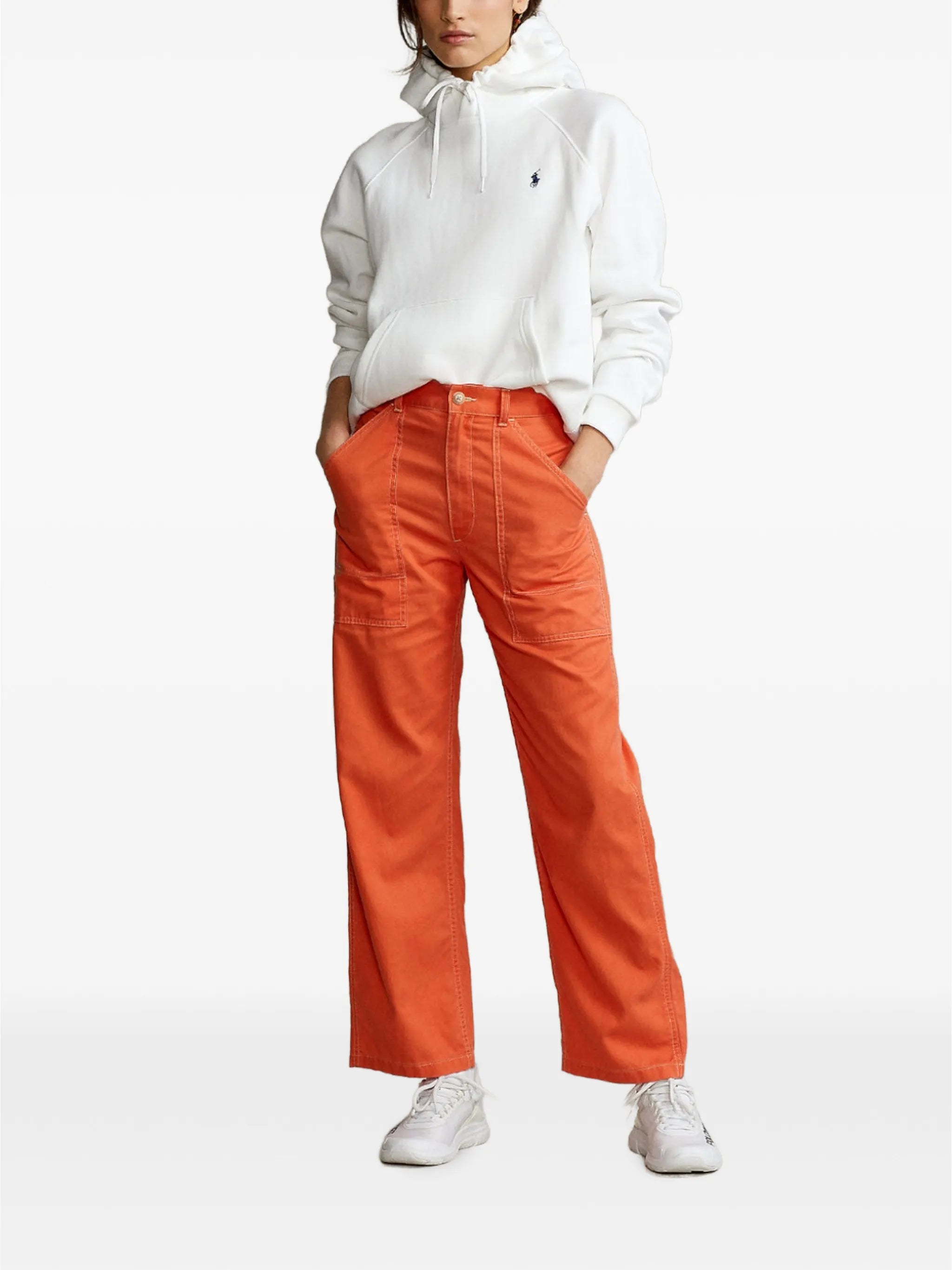 twill straight-leg utility trousers